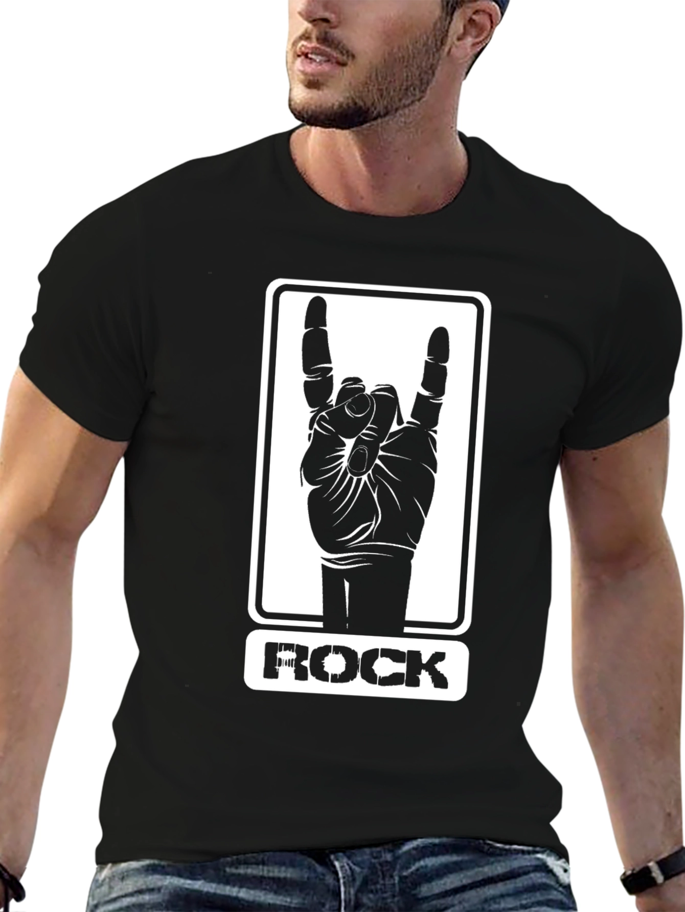Rock On Hand Sign Graphic T-Shirt