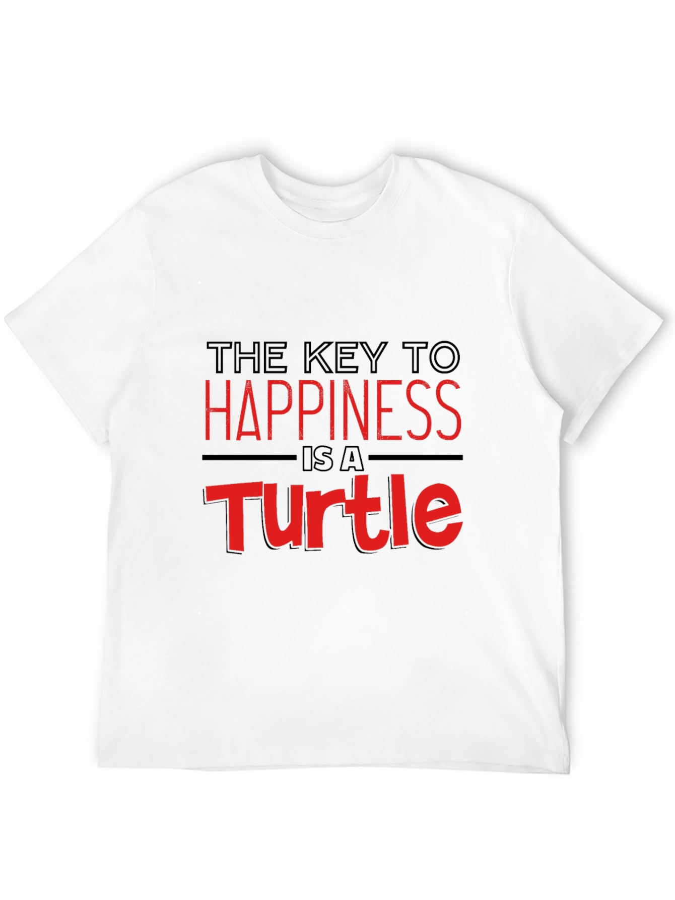 Key to Happiness Turtle Graphic Black T-Shirt