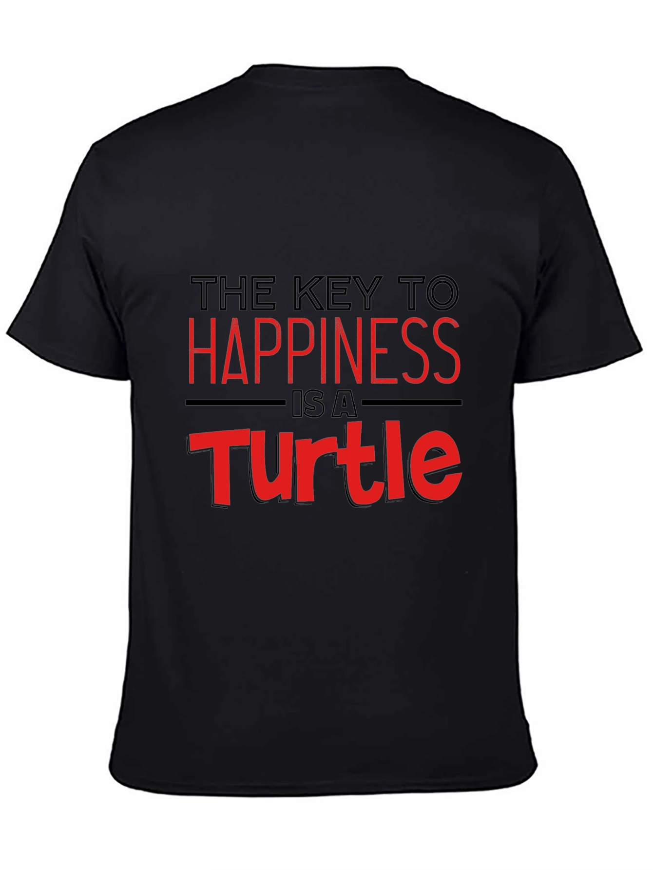 Key to Happiness Turtle Graphic Black T-Shirt