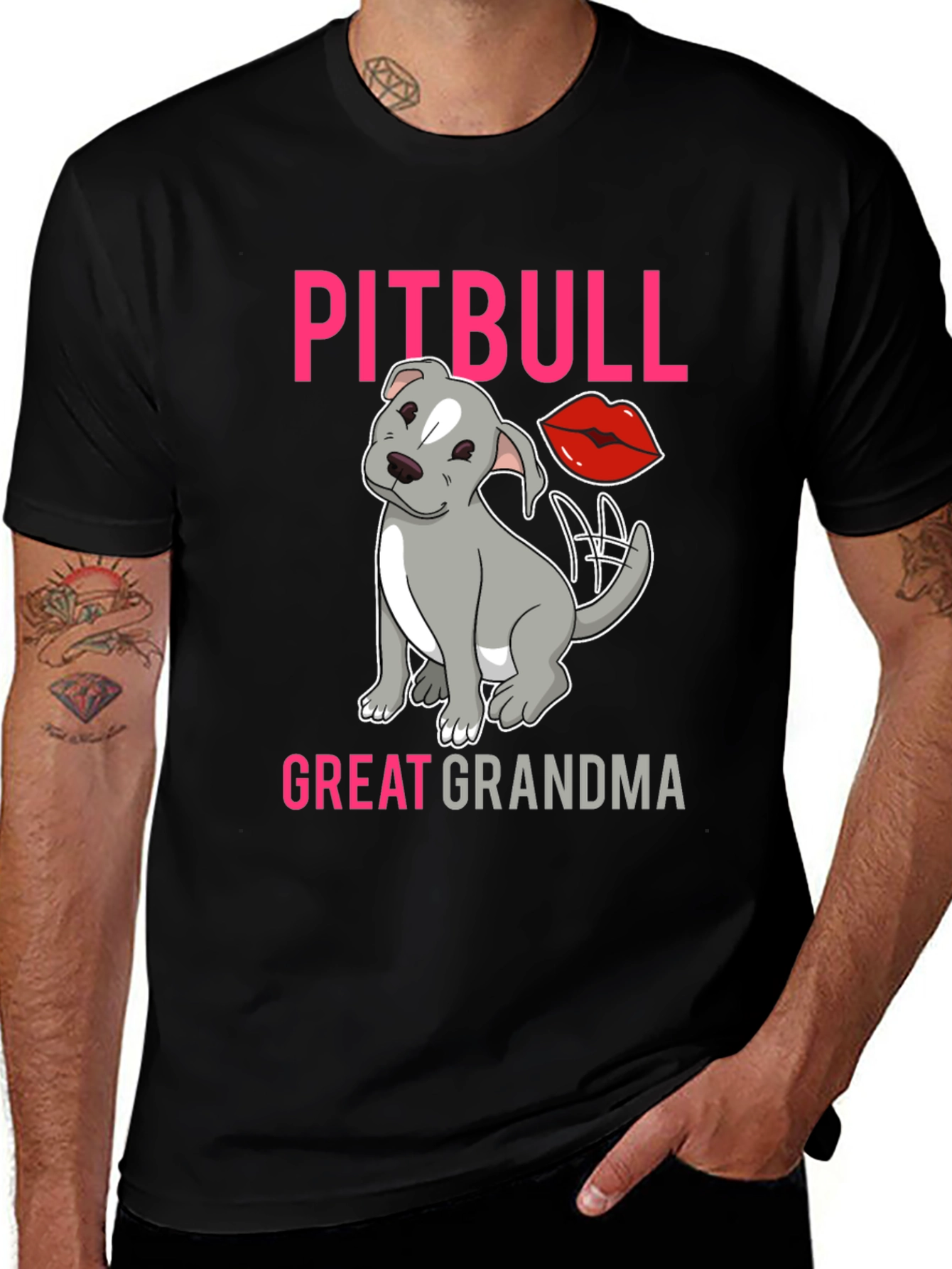 Pitbull Great Grandma T-Shirt Dog Lover Tee