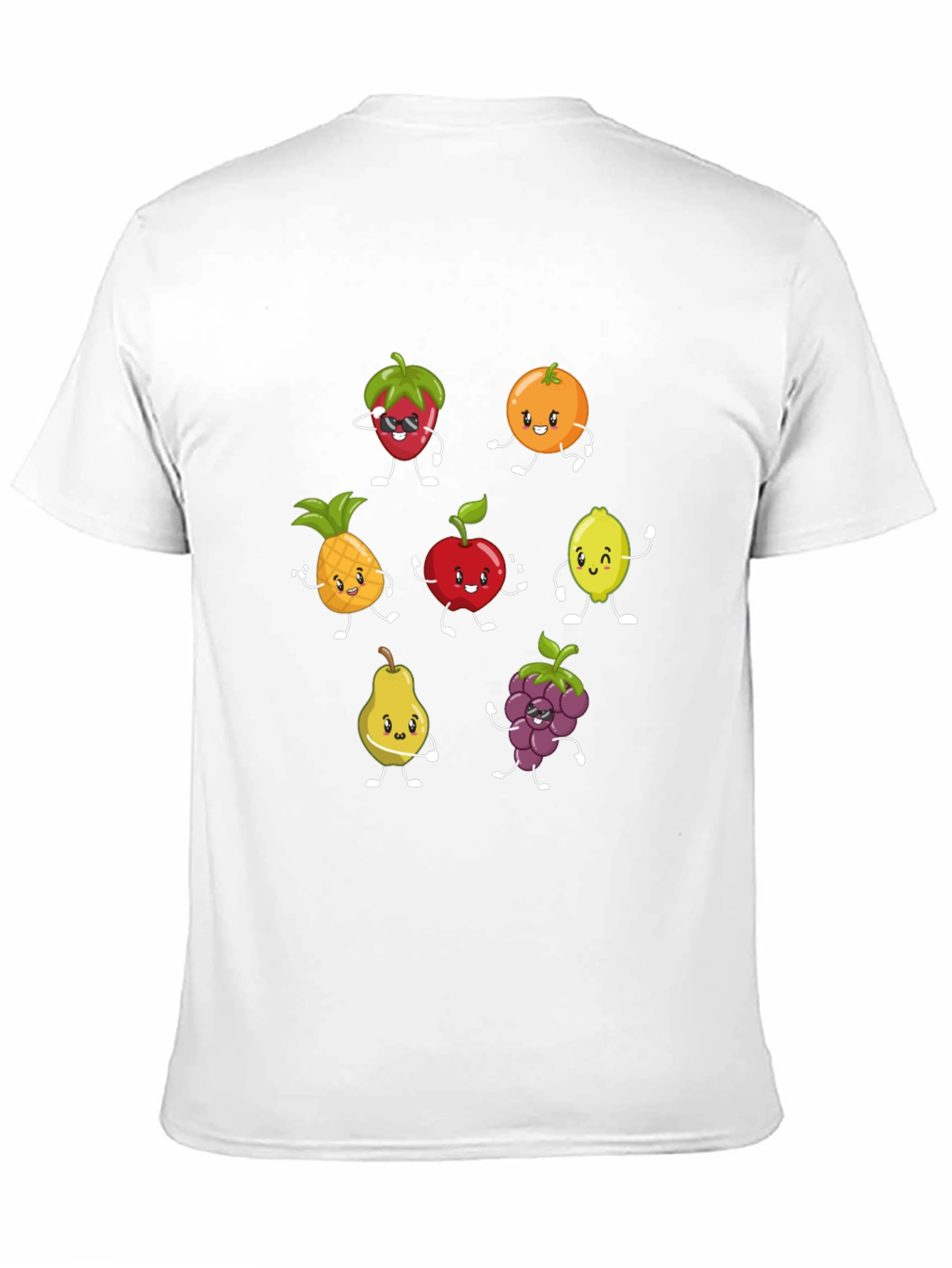 Funny Fruit Cartoon Black T-Shirt