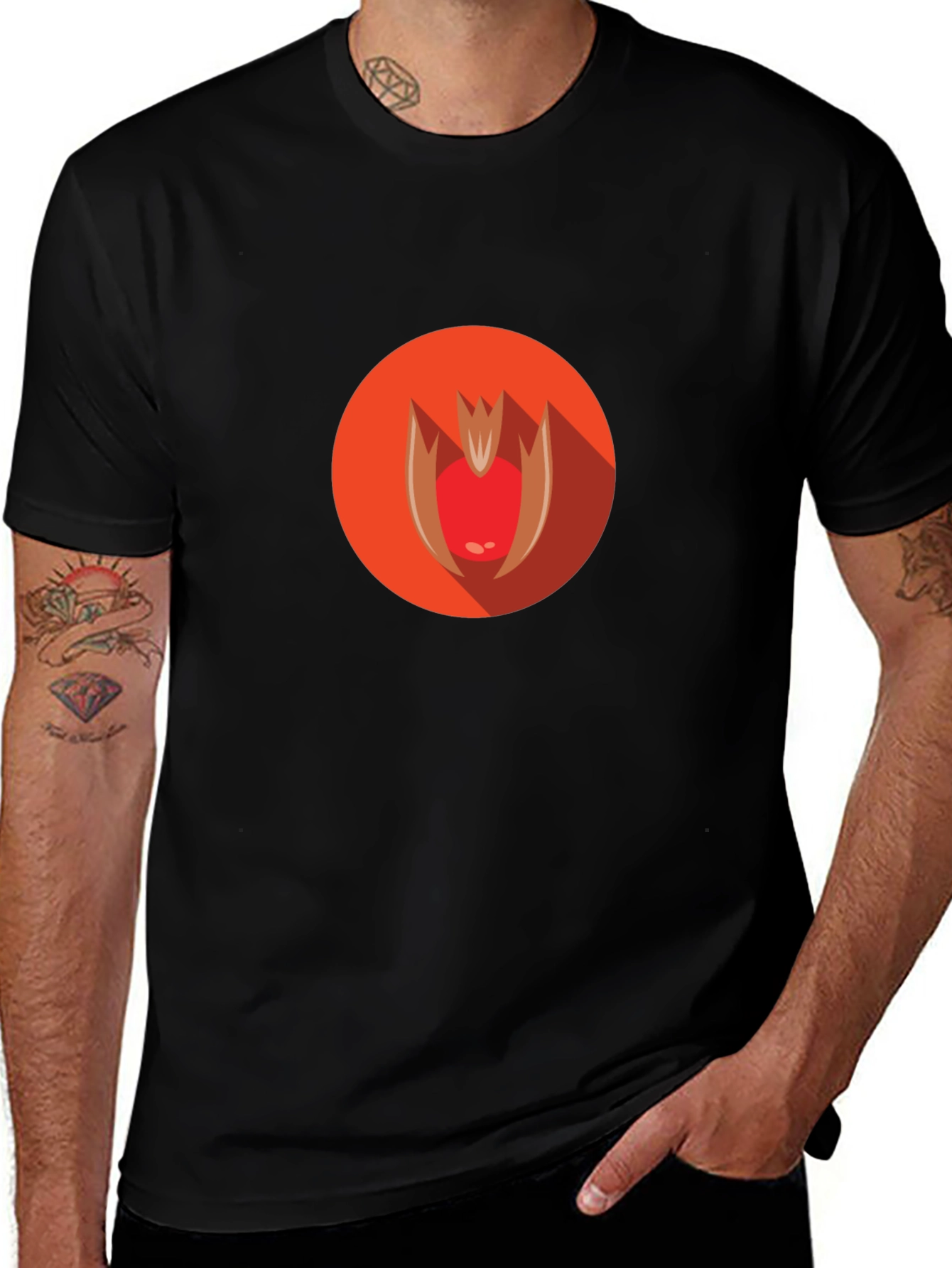 Abstract Apple Graphic Black T-Shirt