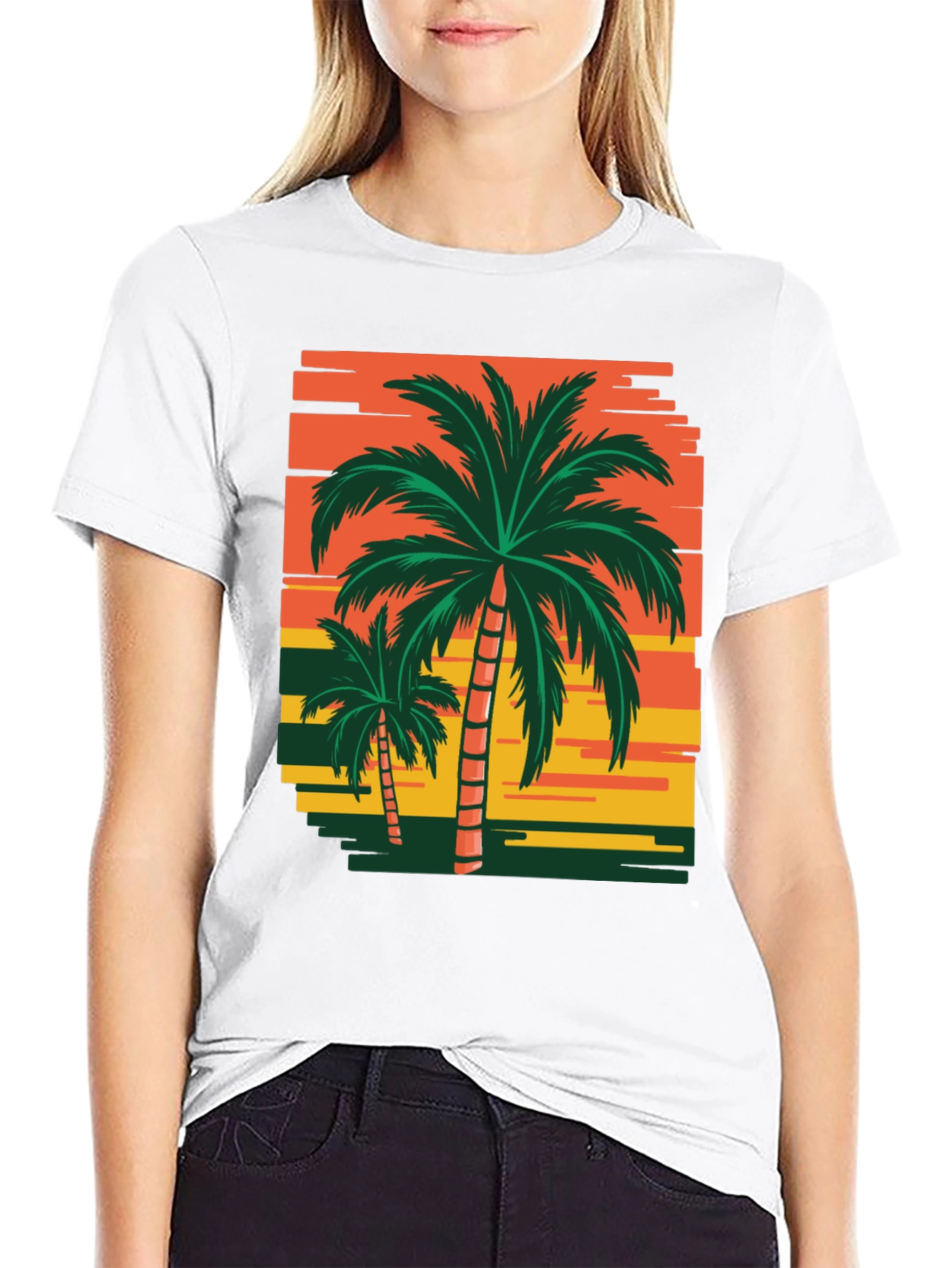 Tropical Palm Tree Sunset Graphic T-Shirt