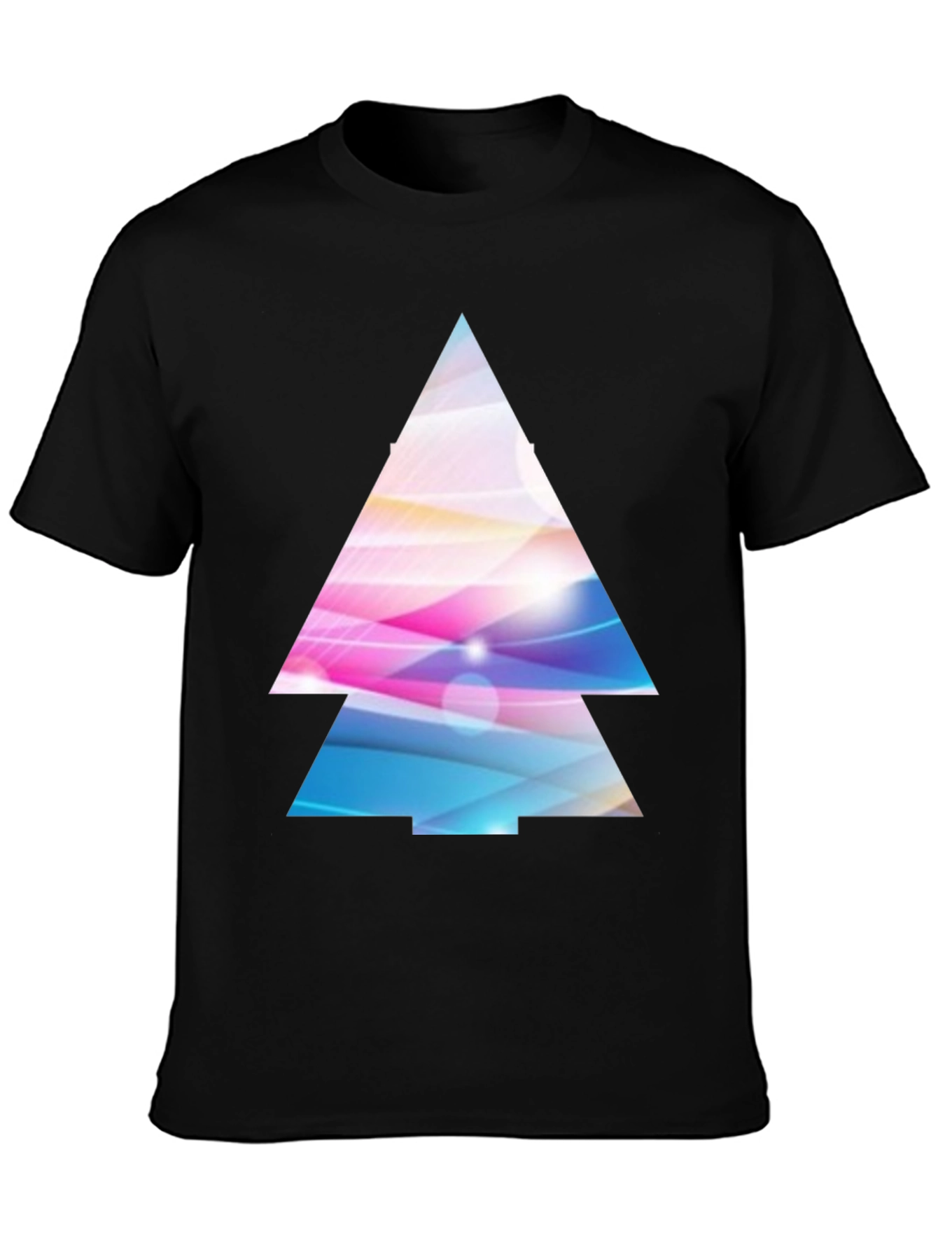 Abstract Triangle Graphic Print Black T-Shirt