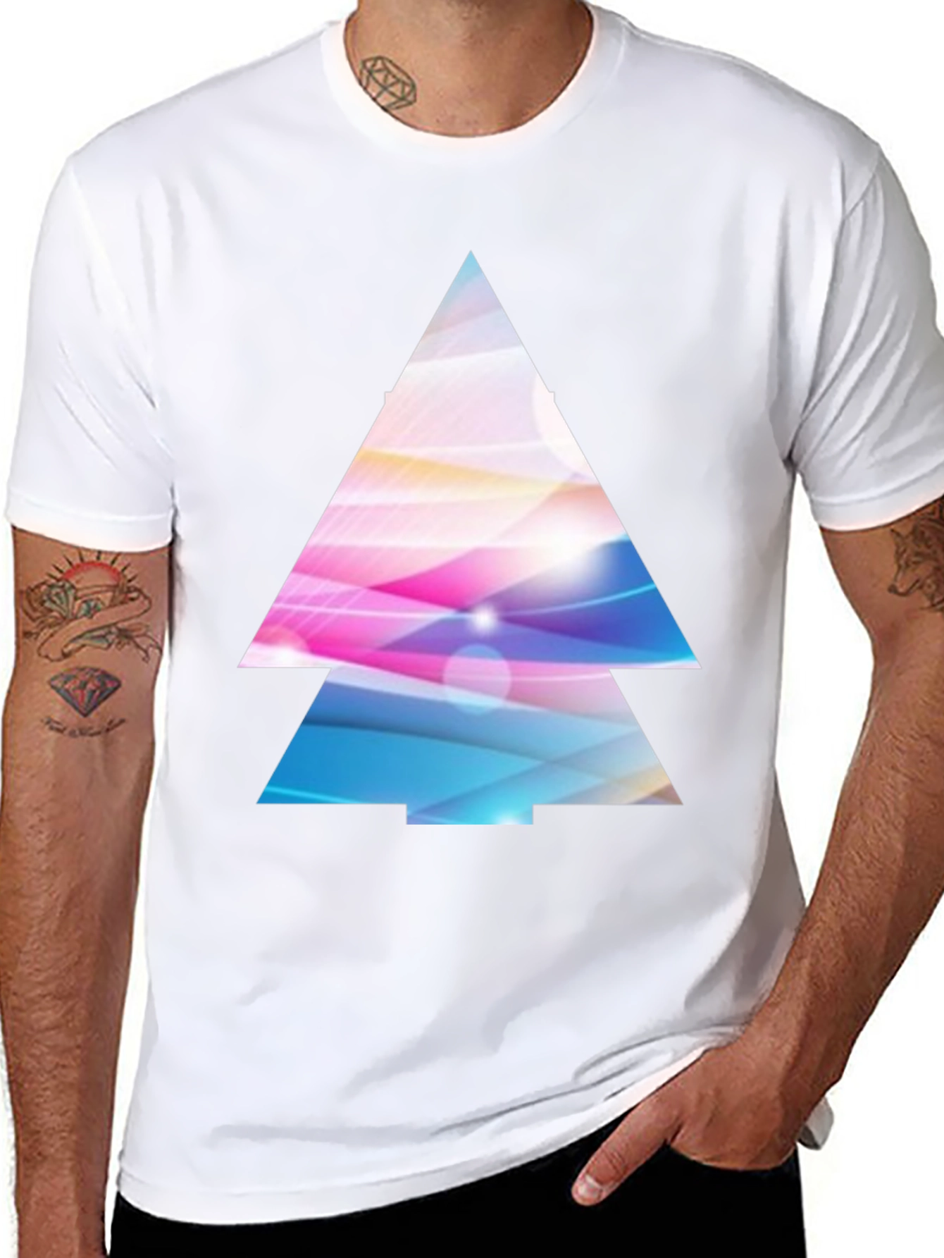 Abstract Triangle Graphic Print Black T-Shirt