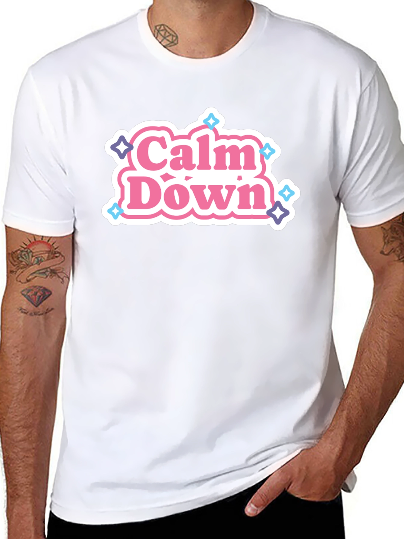 Calm Down Graphic Tee - Relaxed Casual Wear