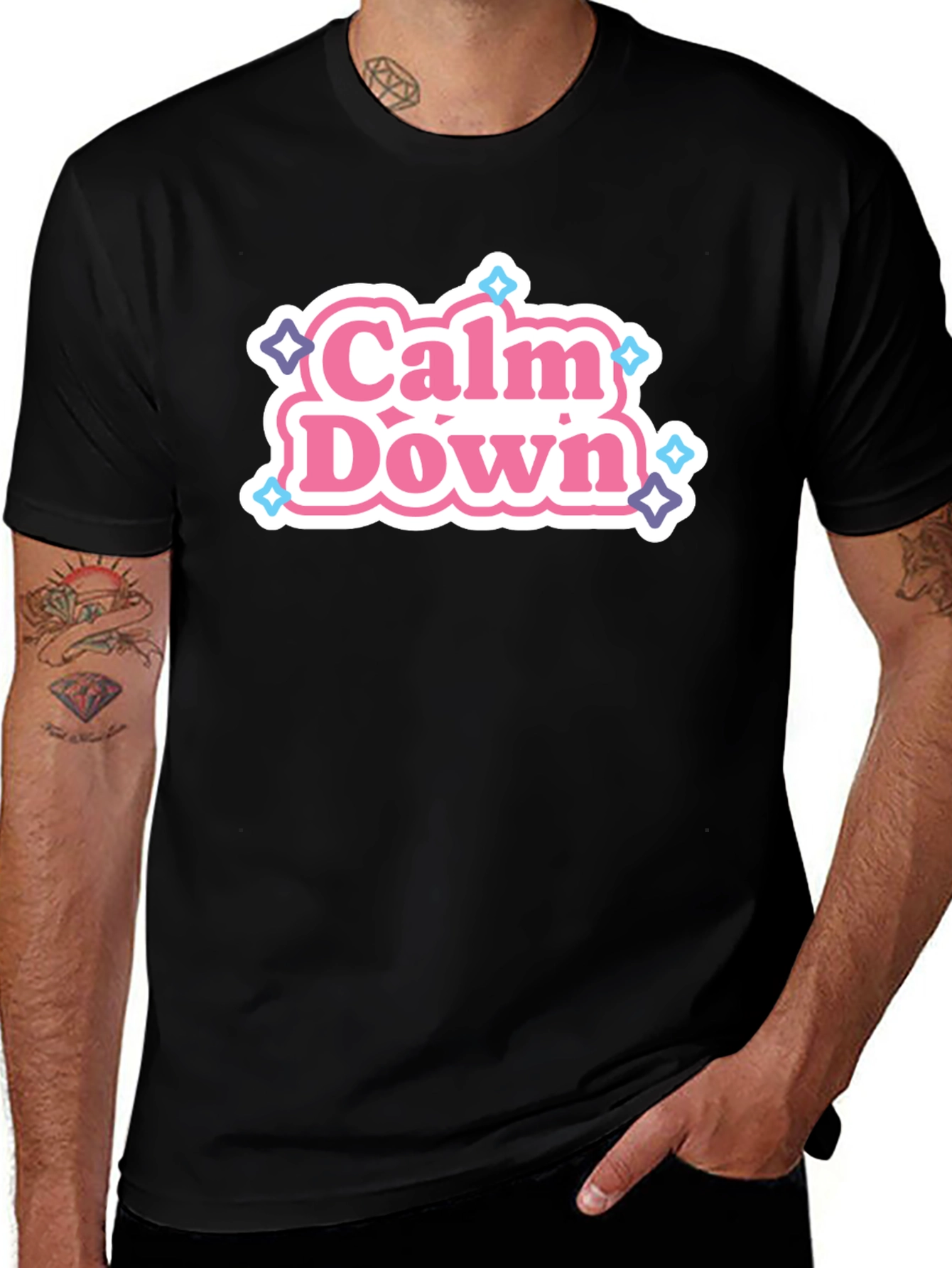 Calm Down Graphic Tee - Relaxed Casual Wear