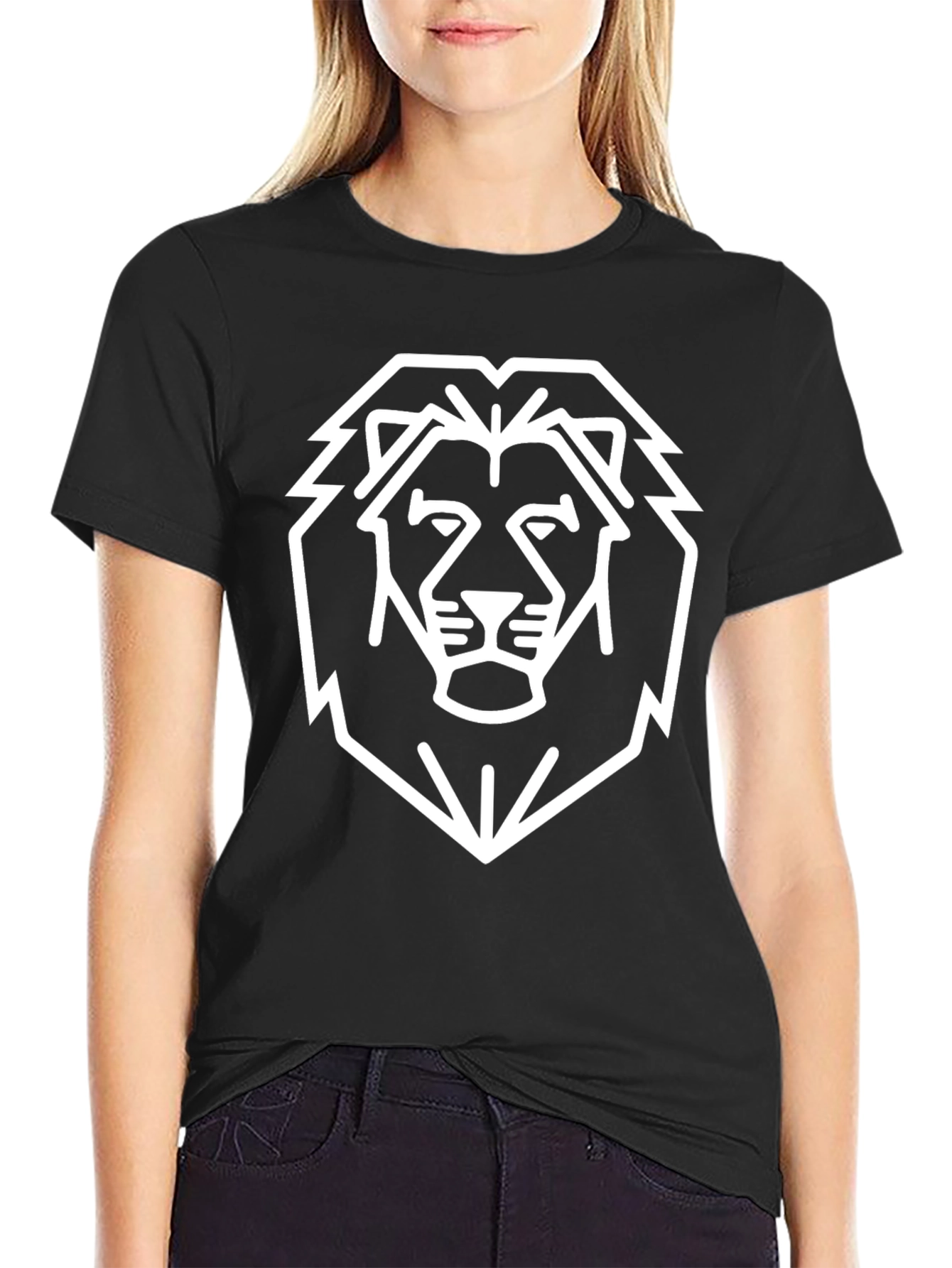 Lion Head Graphic Tee - Modern Geometric Design
