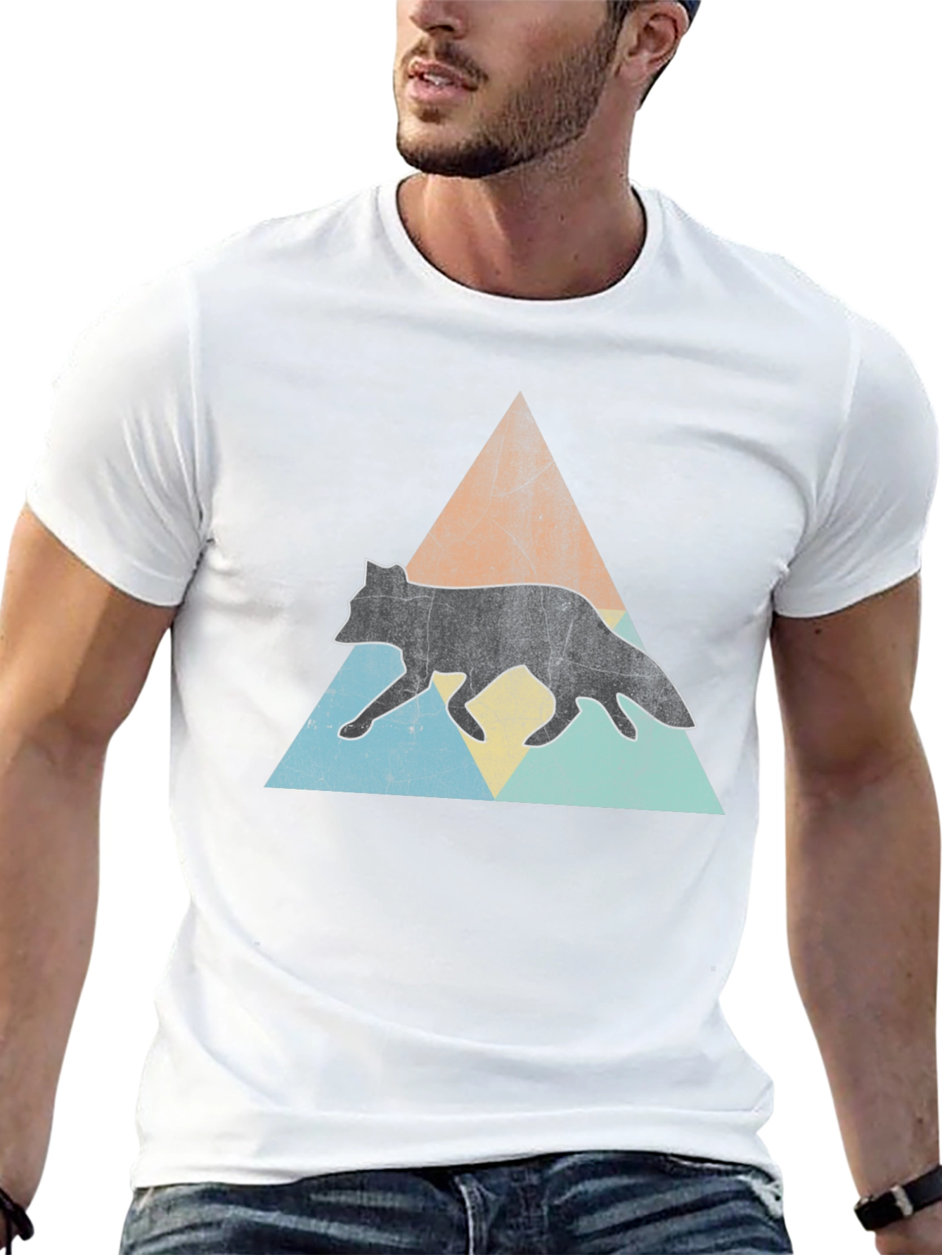 Retro Fox Graphic Tee - Black Casual T-Shirt