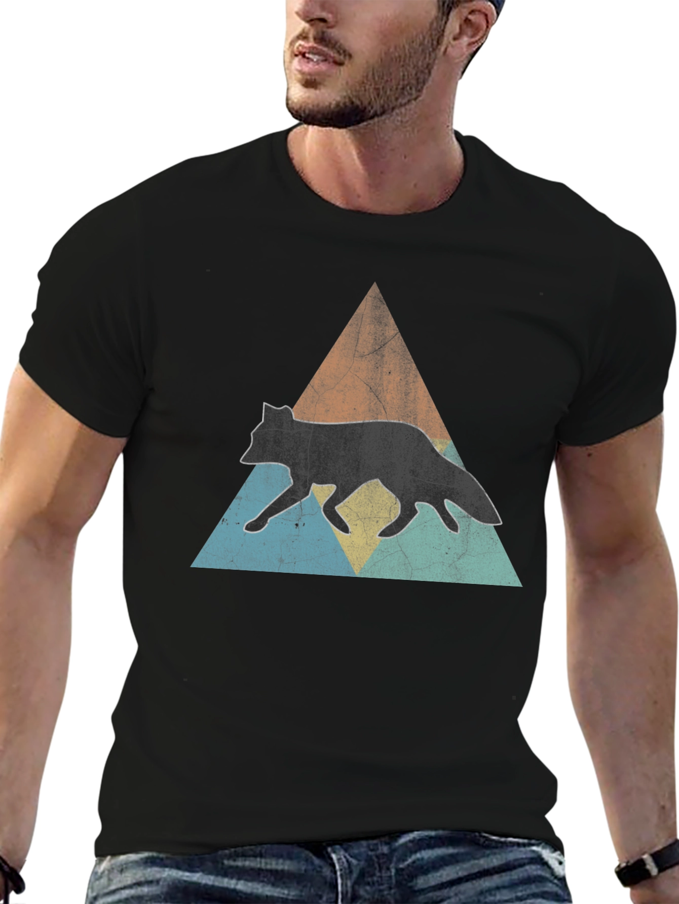 Retro Fox Graphic Tee - Black Casual T-Shirt