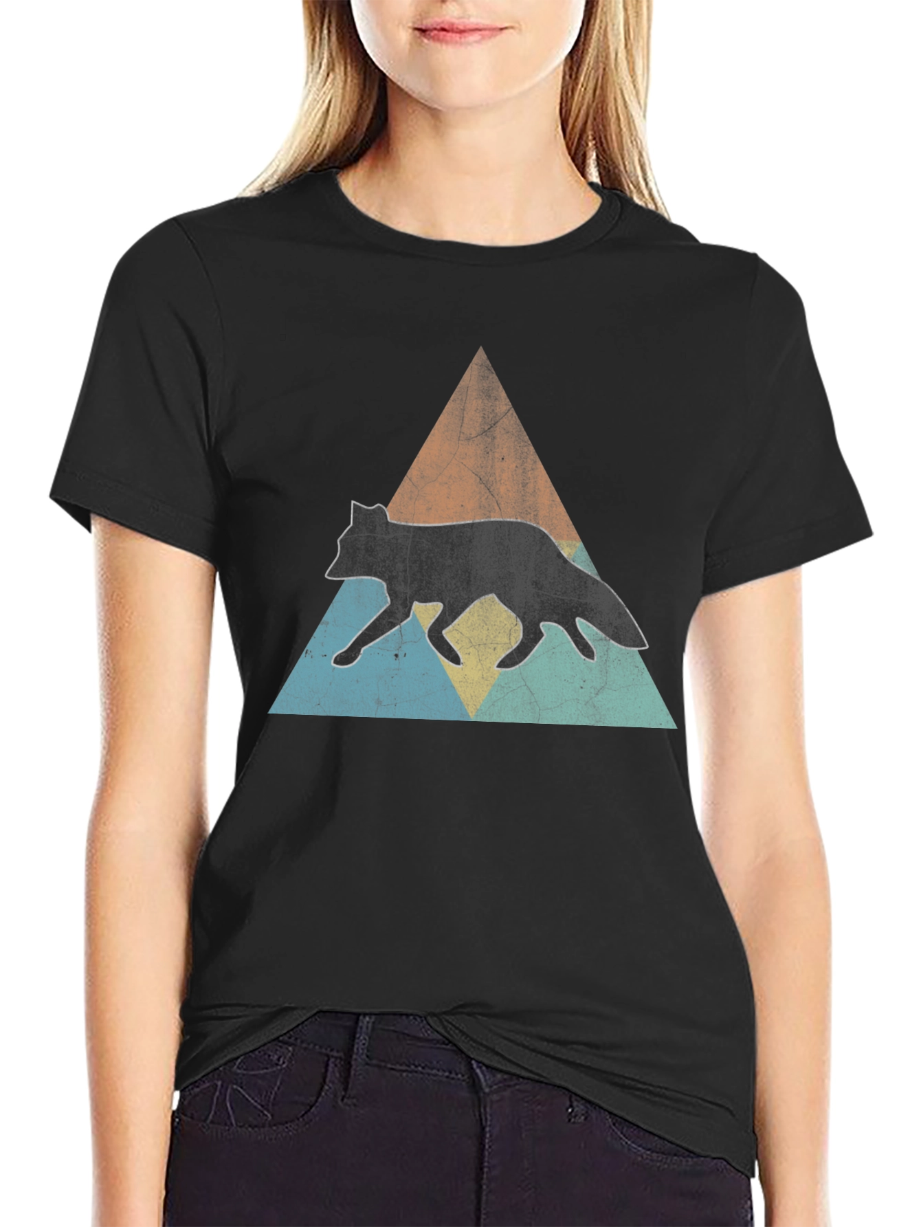 Retro Fox Graphic Tee - Black Casual T-Shirt