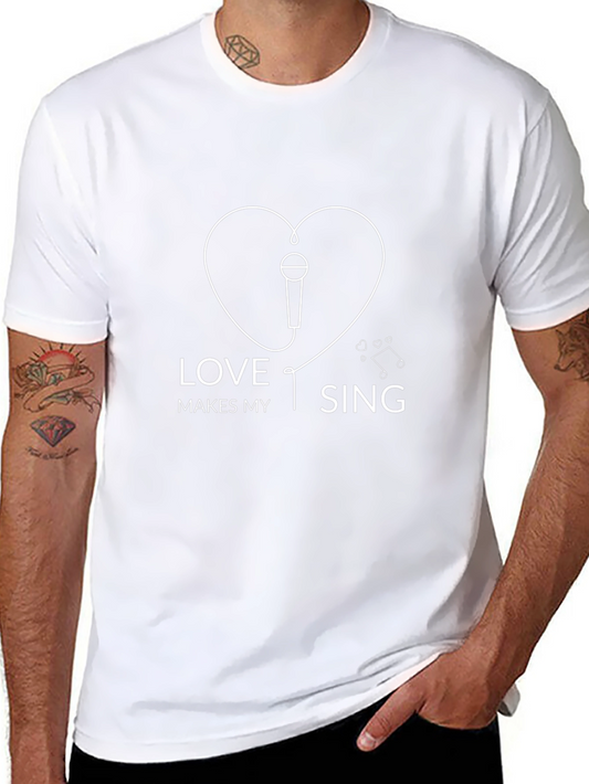 Love Makes My Sing Graphic Tee - Black Crewneck T-Shirt