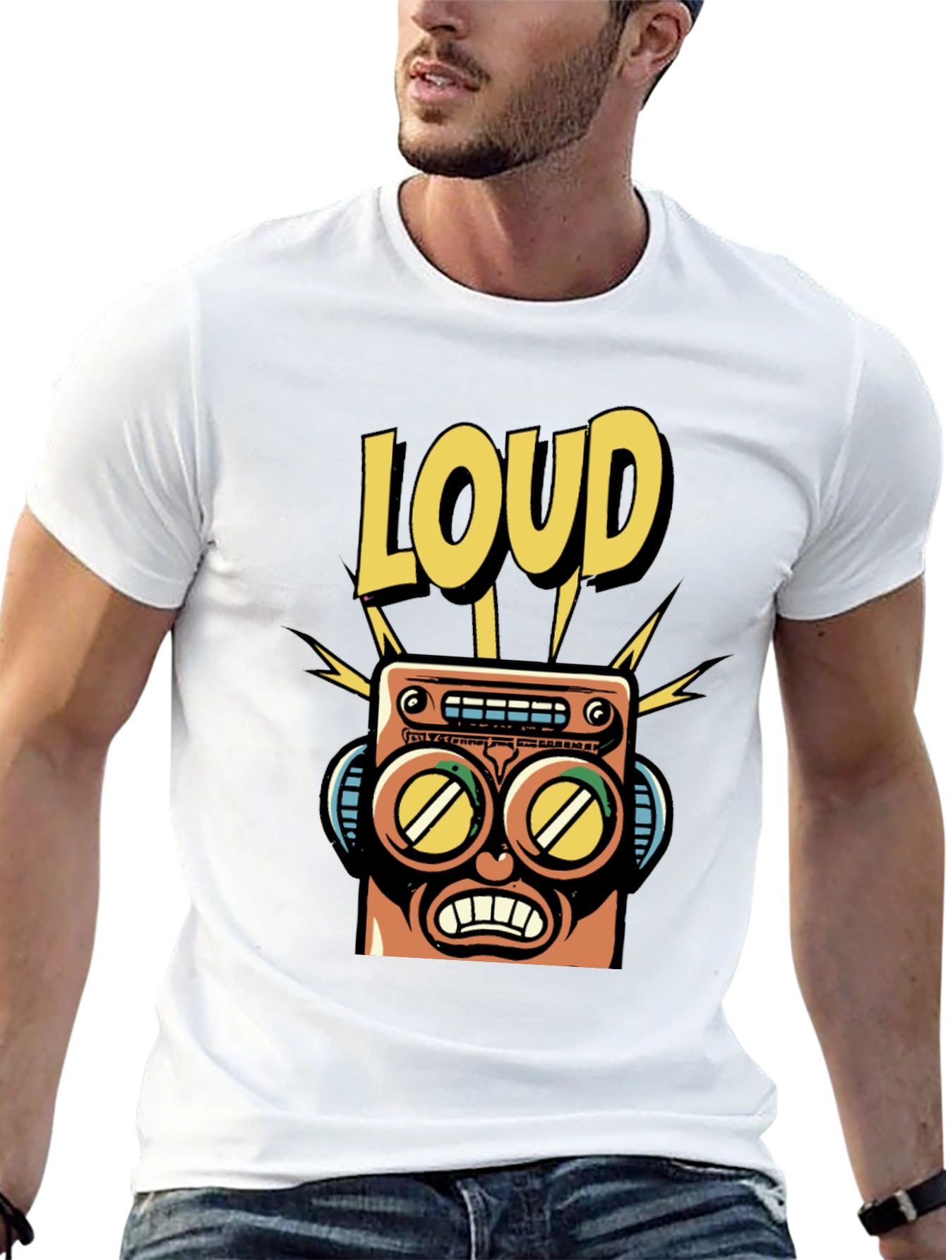 LOUD Robot Graphic Tee - Retro Style