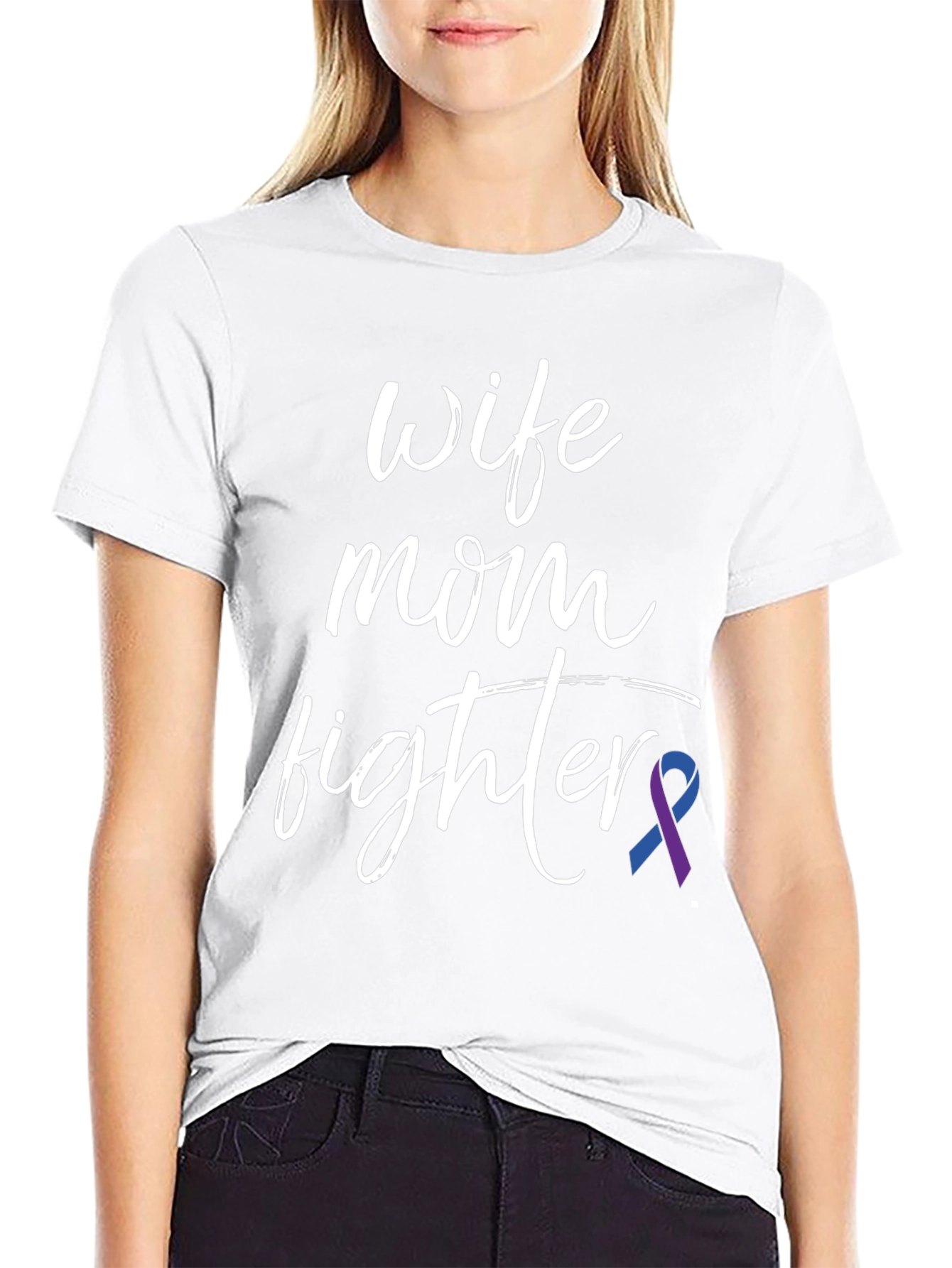 Wife Mom Fighter T-Shirt - Awareness Ribbon Graphic Tee