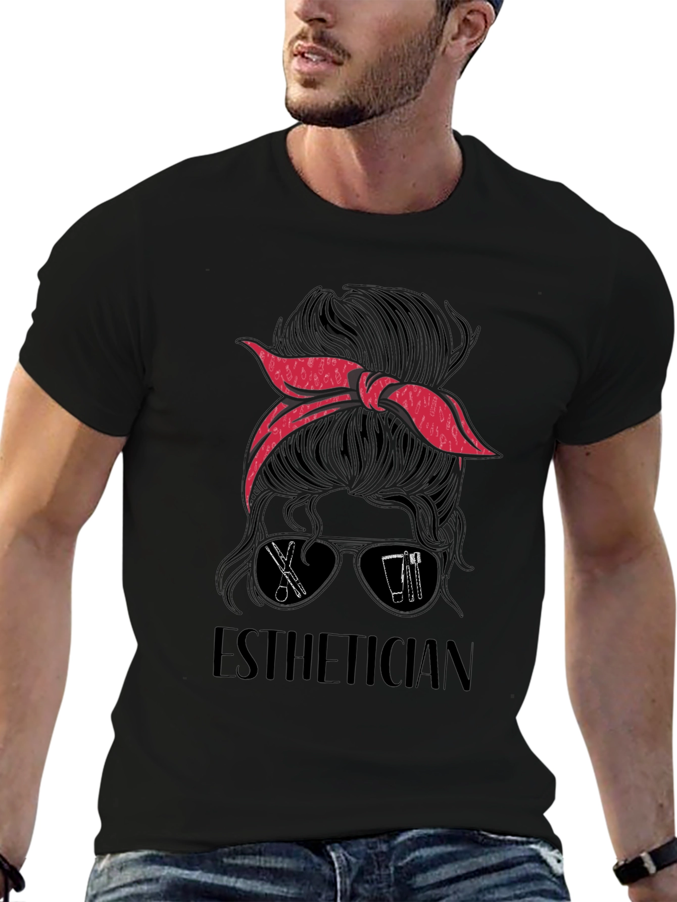 Esthetician Messy Bun Graphic Tee - Salon & Beauty