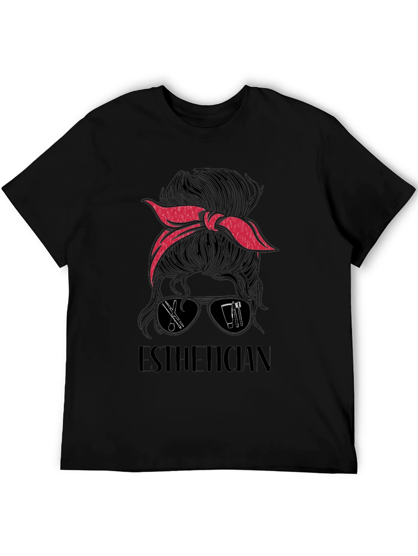 Esthetician Messy Bun Graphic Tee - Salon & Beauty