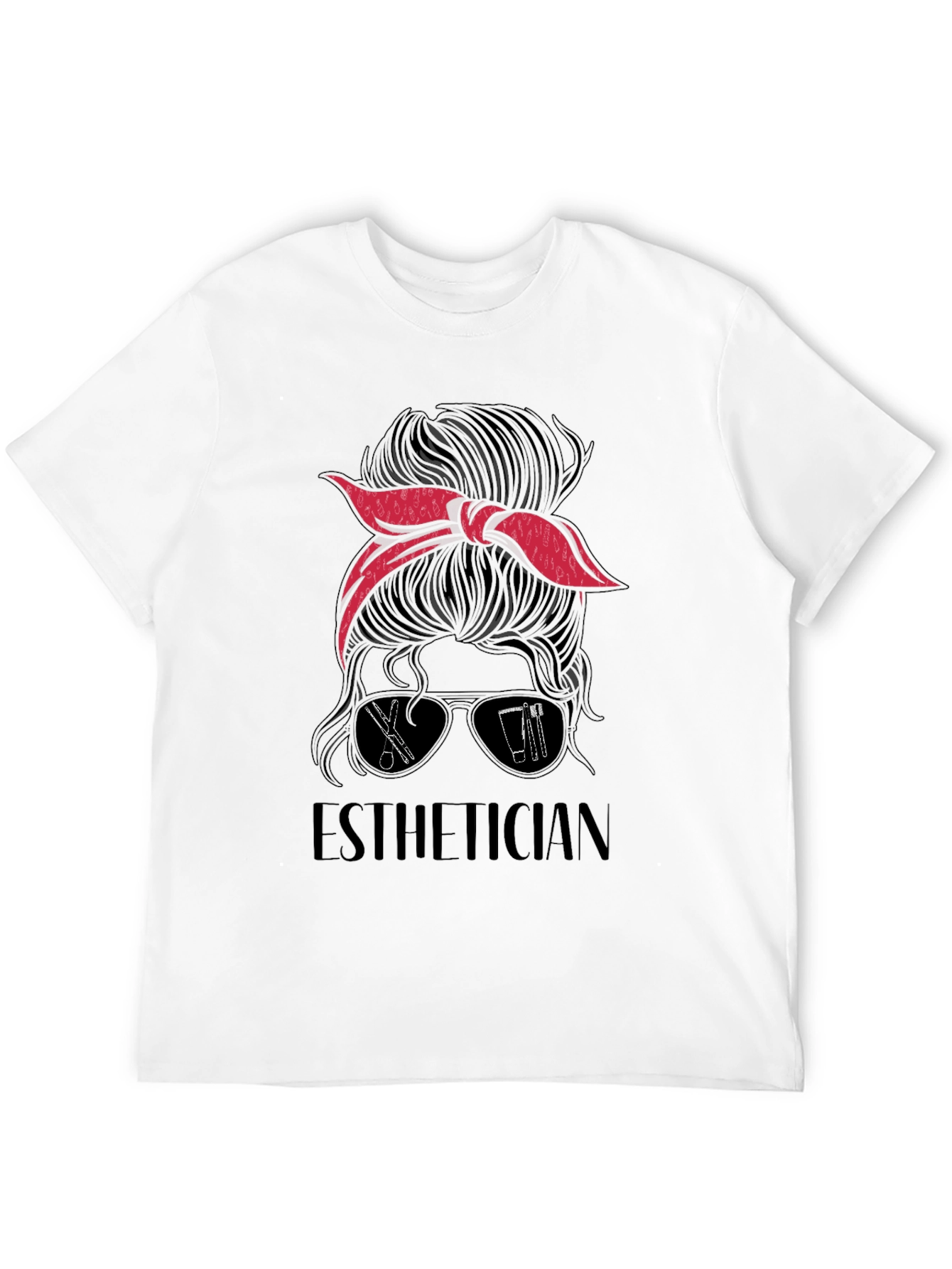 Esthetician Messy Bun Graphic Tee - Salon & Beauty