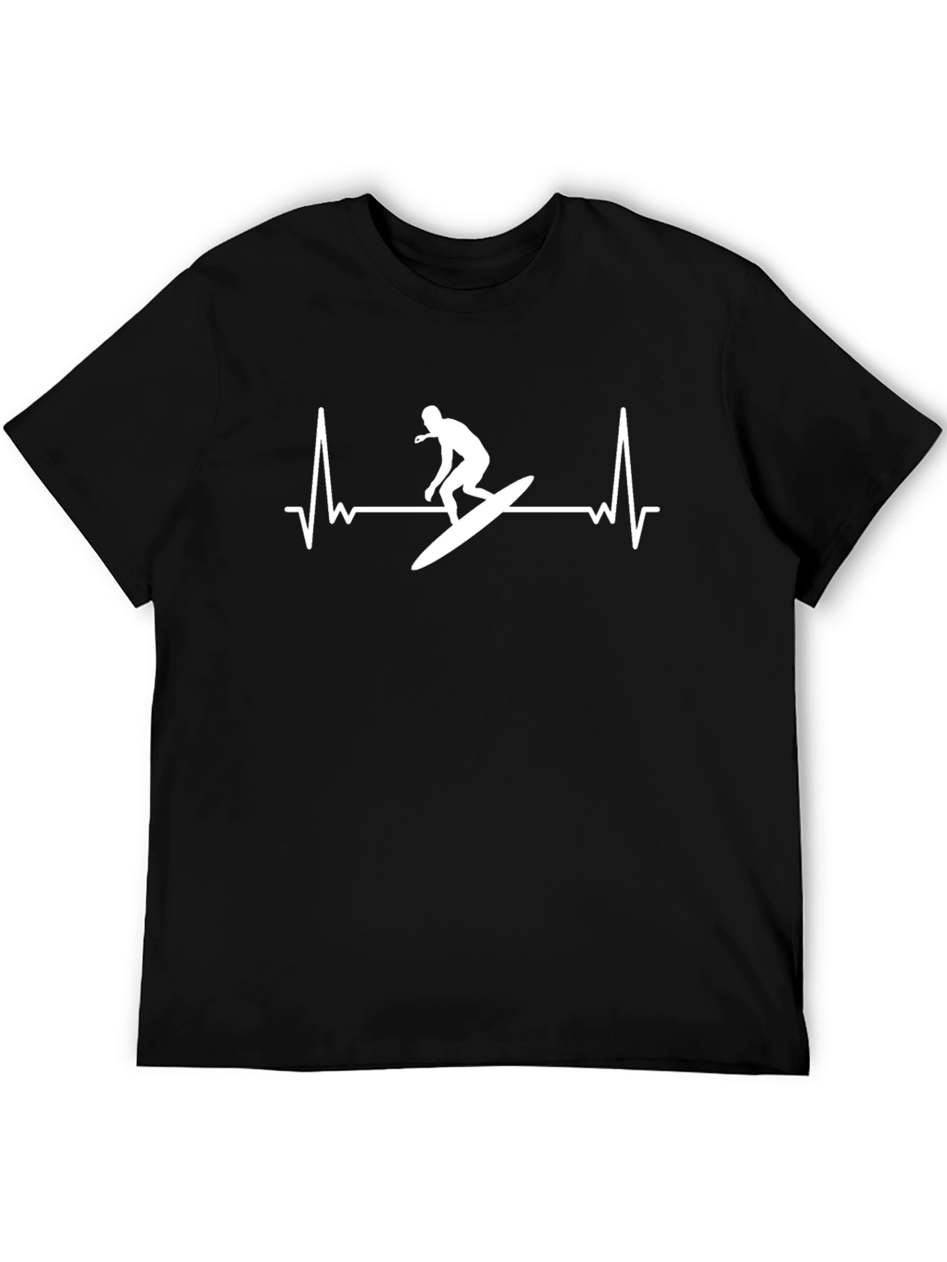 Surfer Heartbeat Black T-Shirt
