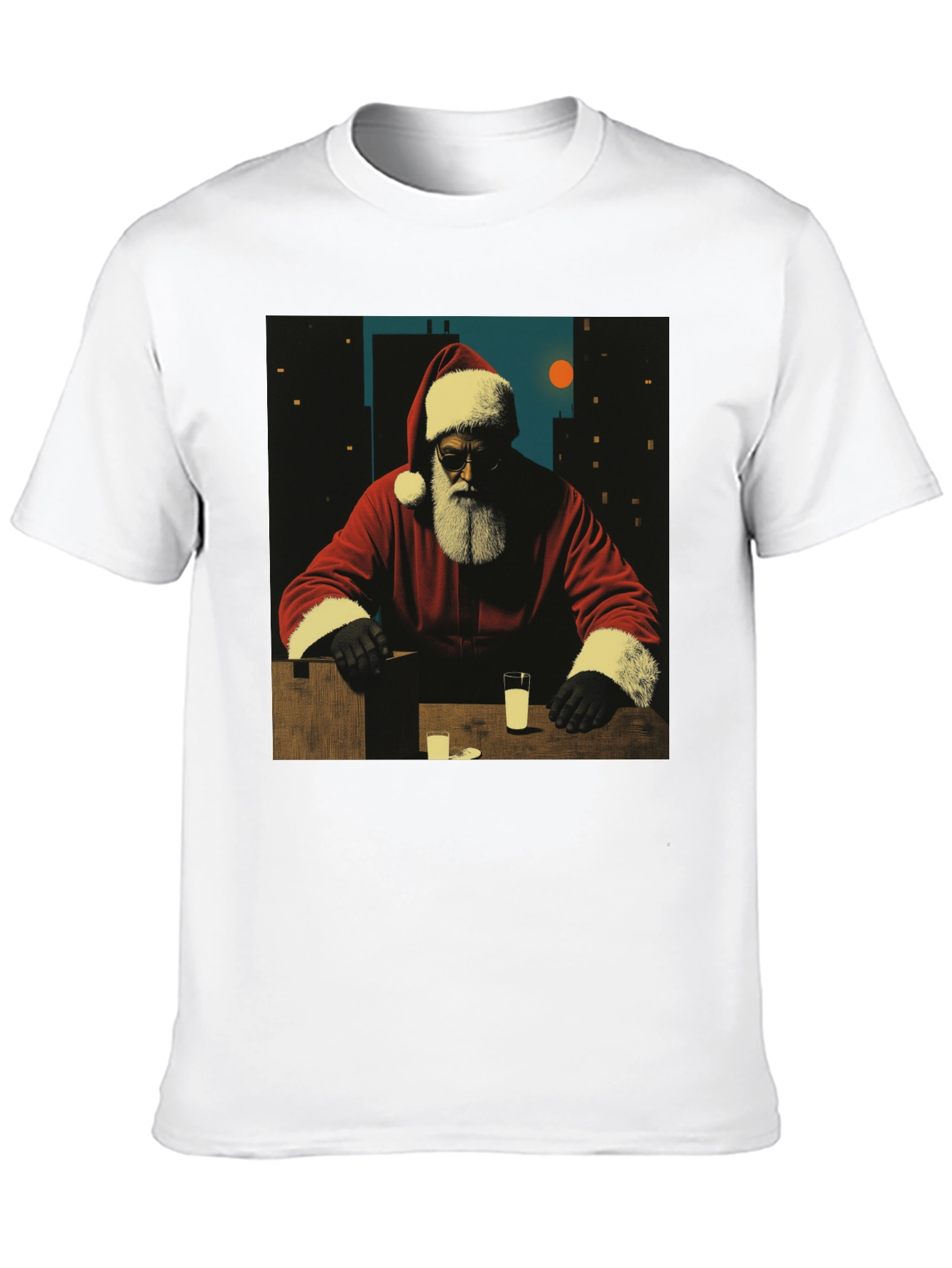 Cool Santa Graphic Tee - Black Cotton Blend