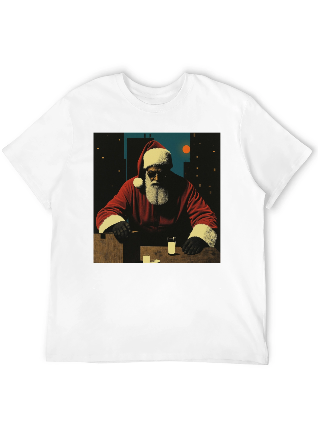 Cool Santa Graphic Tee - Black Cotton Blend
