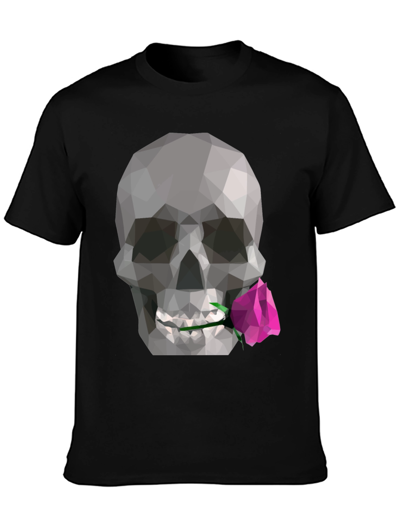 Geometric Skull & Rose Graphic Tee - Modern Design