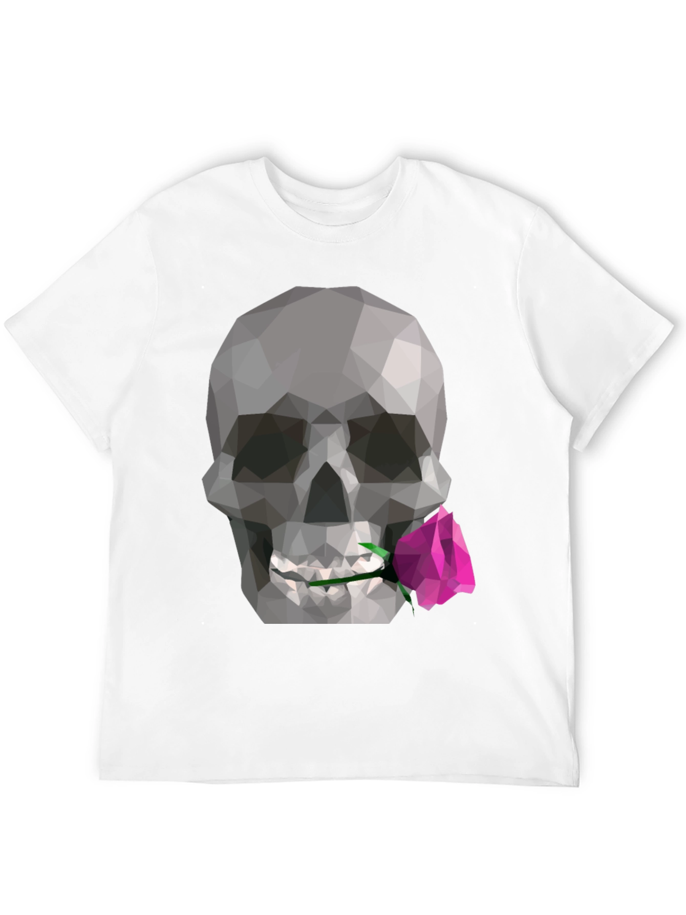 Geometric Skull & Rose Graphic Tee - Modern Design