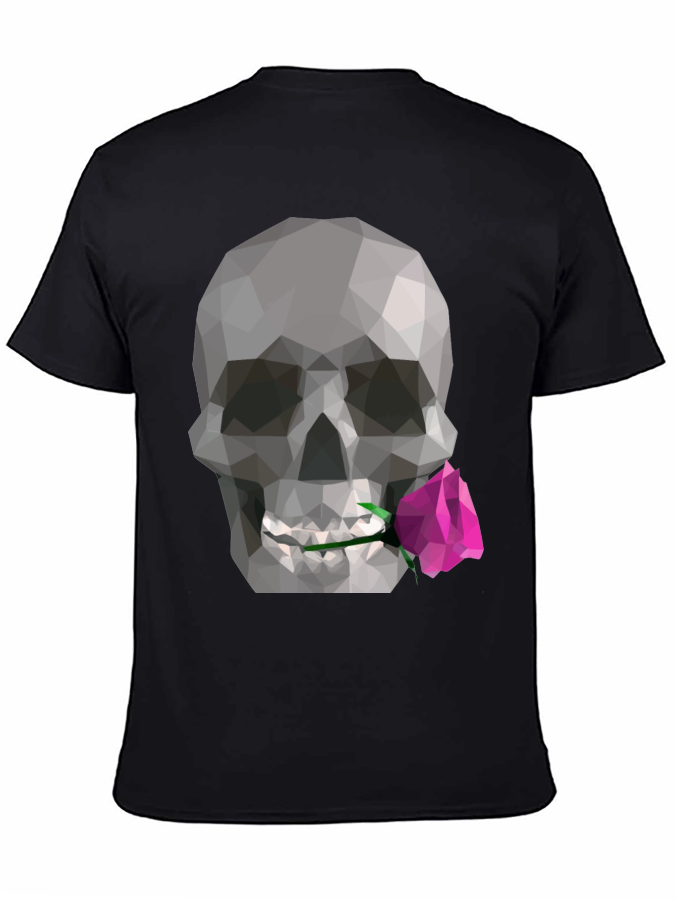 Geometric Skull & Rose Graphic Tee - Modern Design