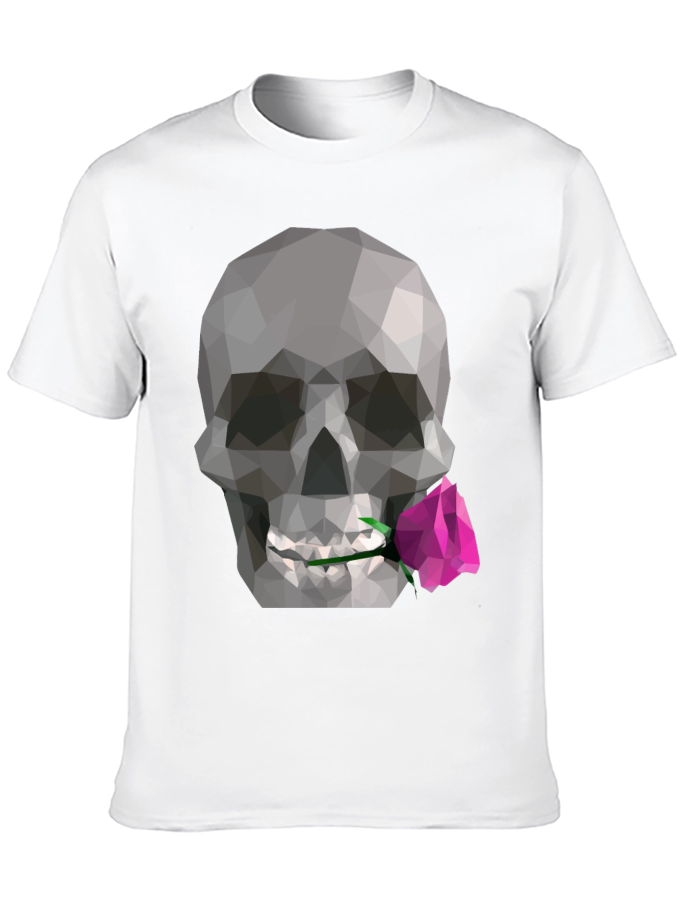 Geometric Skull & Rose Graphic Tee - Modern Design