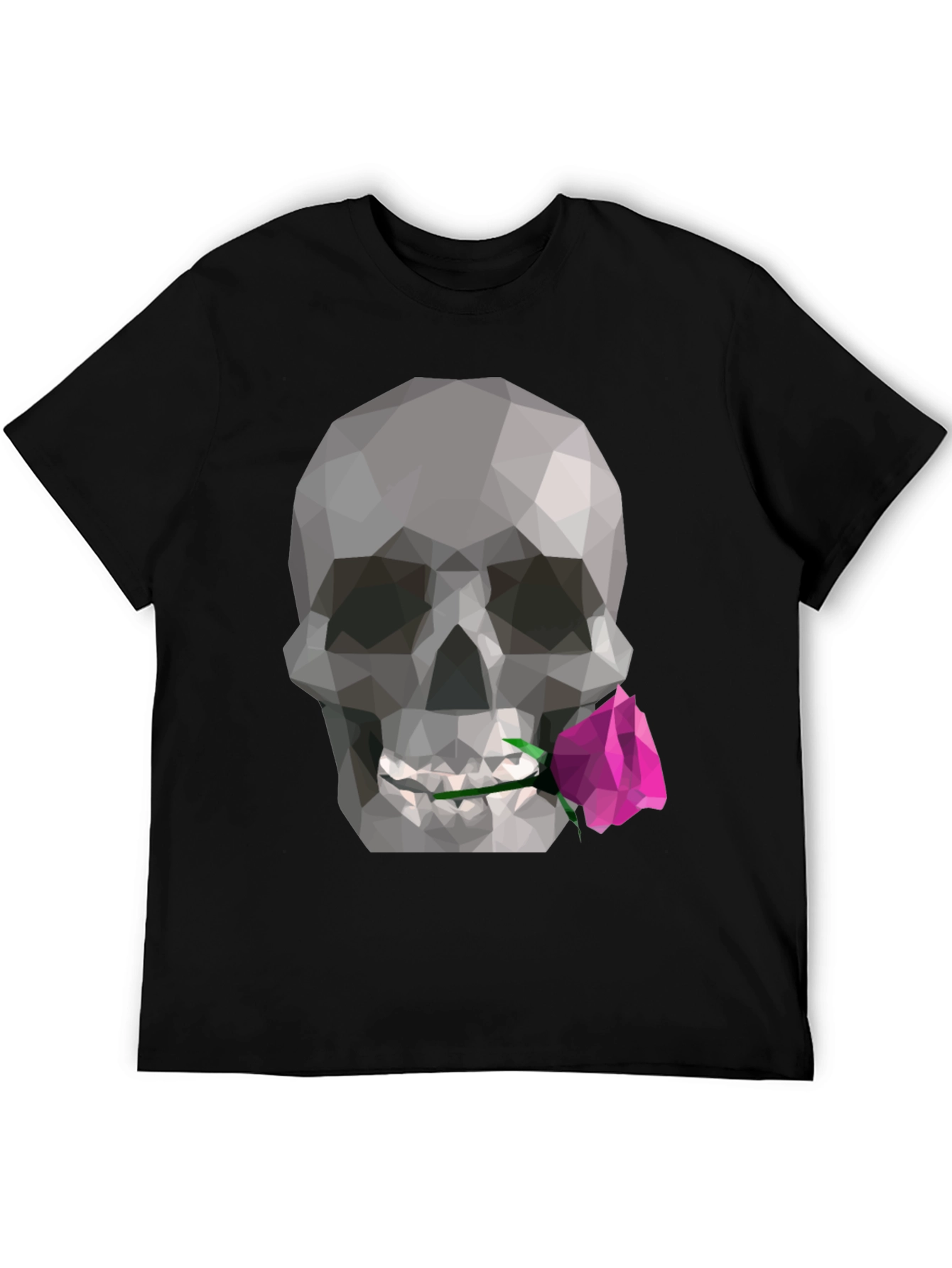 Geometric Skull & Rose Graphic Tee - Modern Design