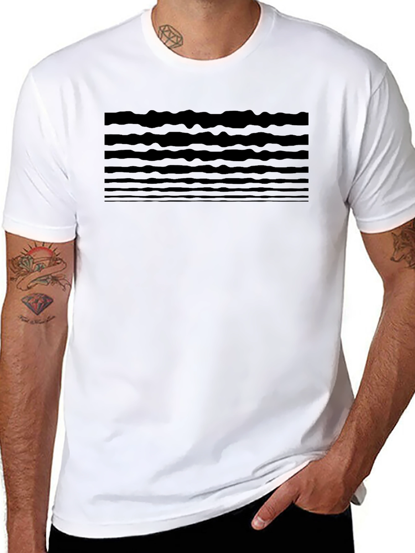 Mens Graphic Tee - Abstract Stripe Design