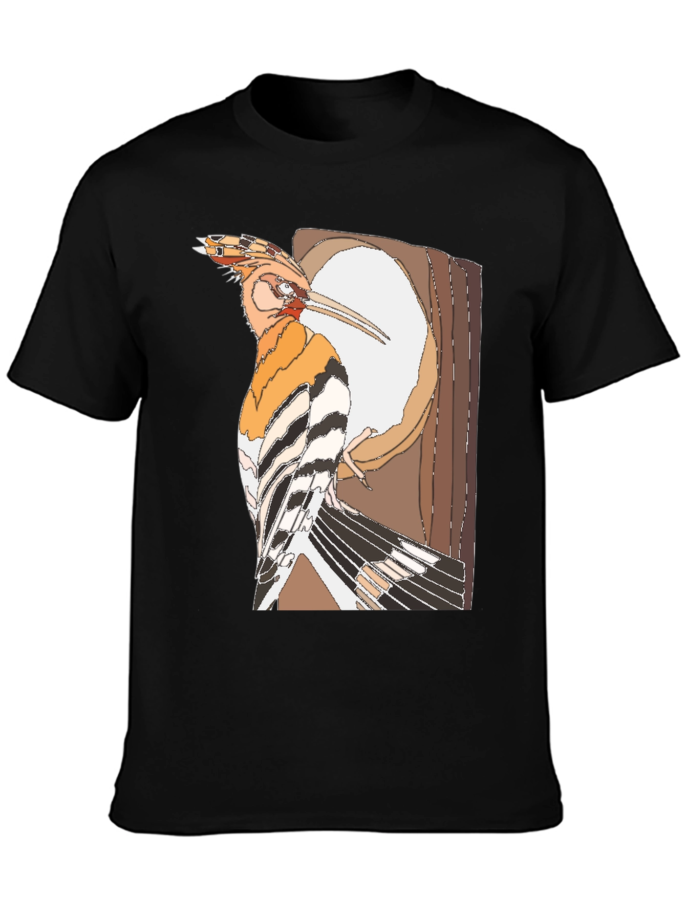 Hoopoe Bird Graphic Print Black T-Shirt