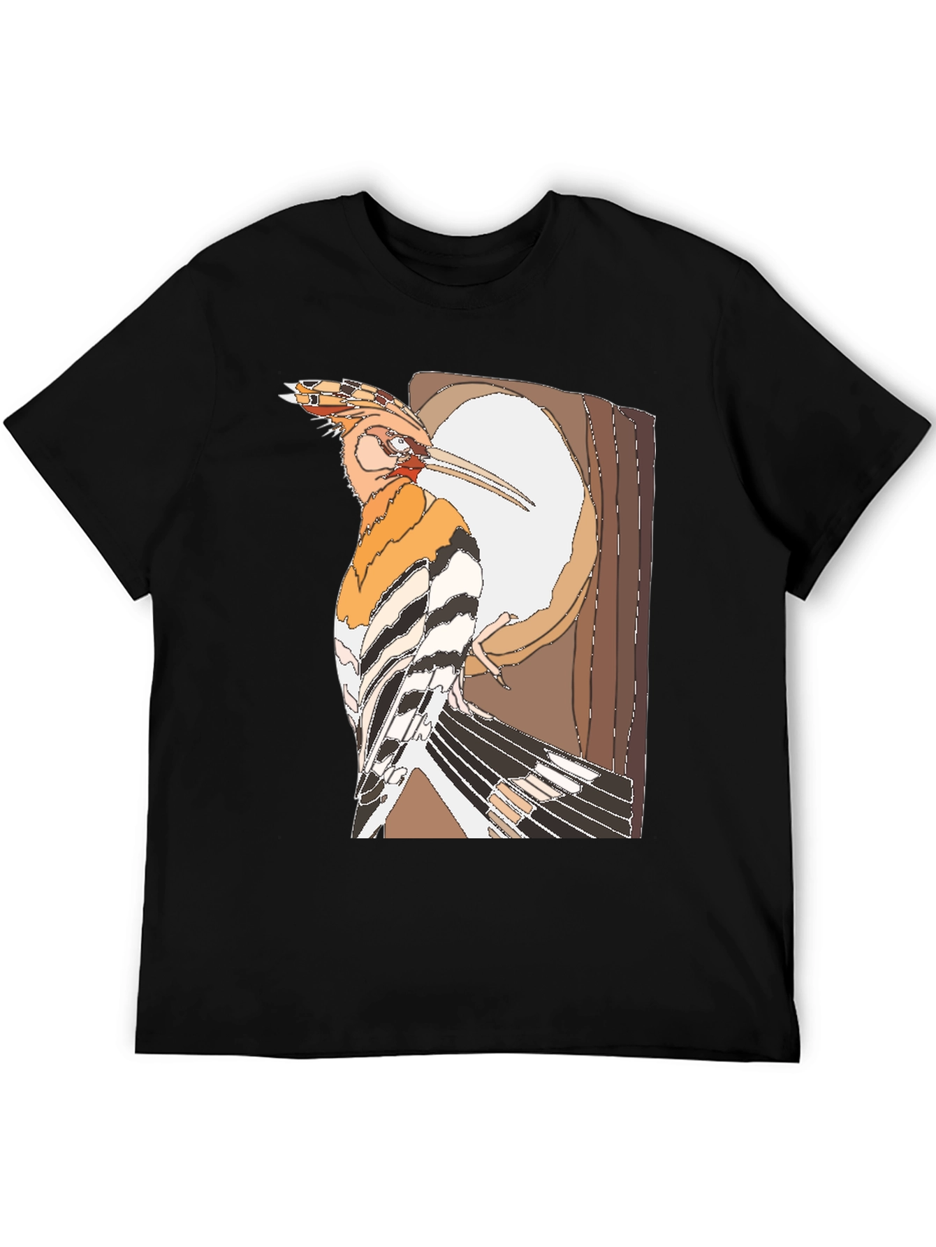 Hoopoe Bird Graphic Print Black T-Shirt