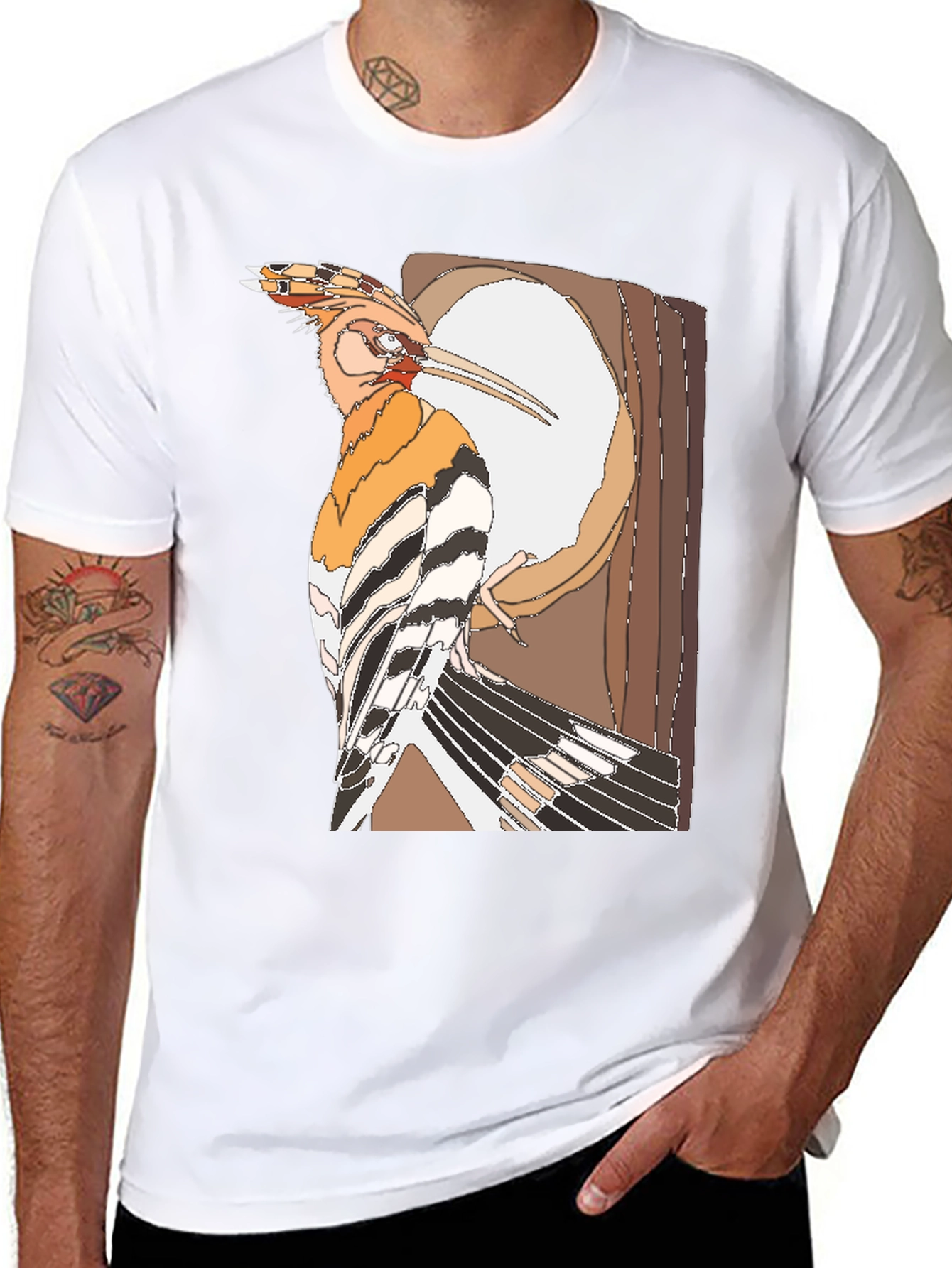 Hoopoe Bird Graphic Print Black T-Shirt