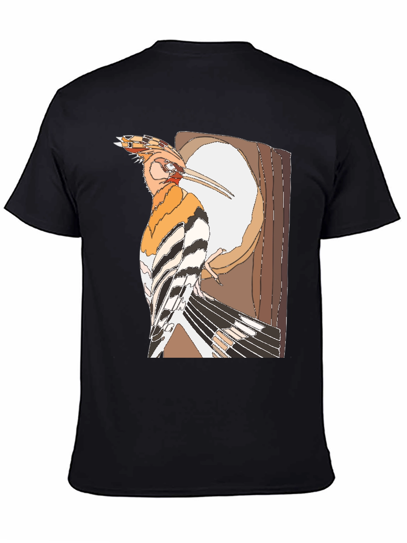 Hoopoe Bird Graphic Print Black T-Shirt