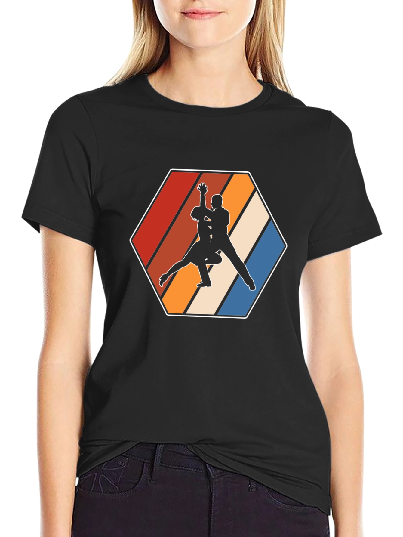 Retro Dancing Duo T-Shirt - Stylish Graphic Tee