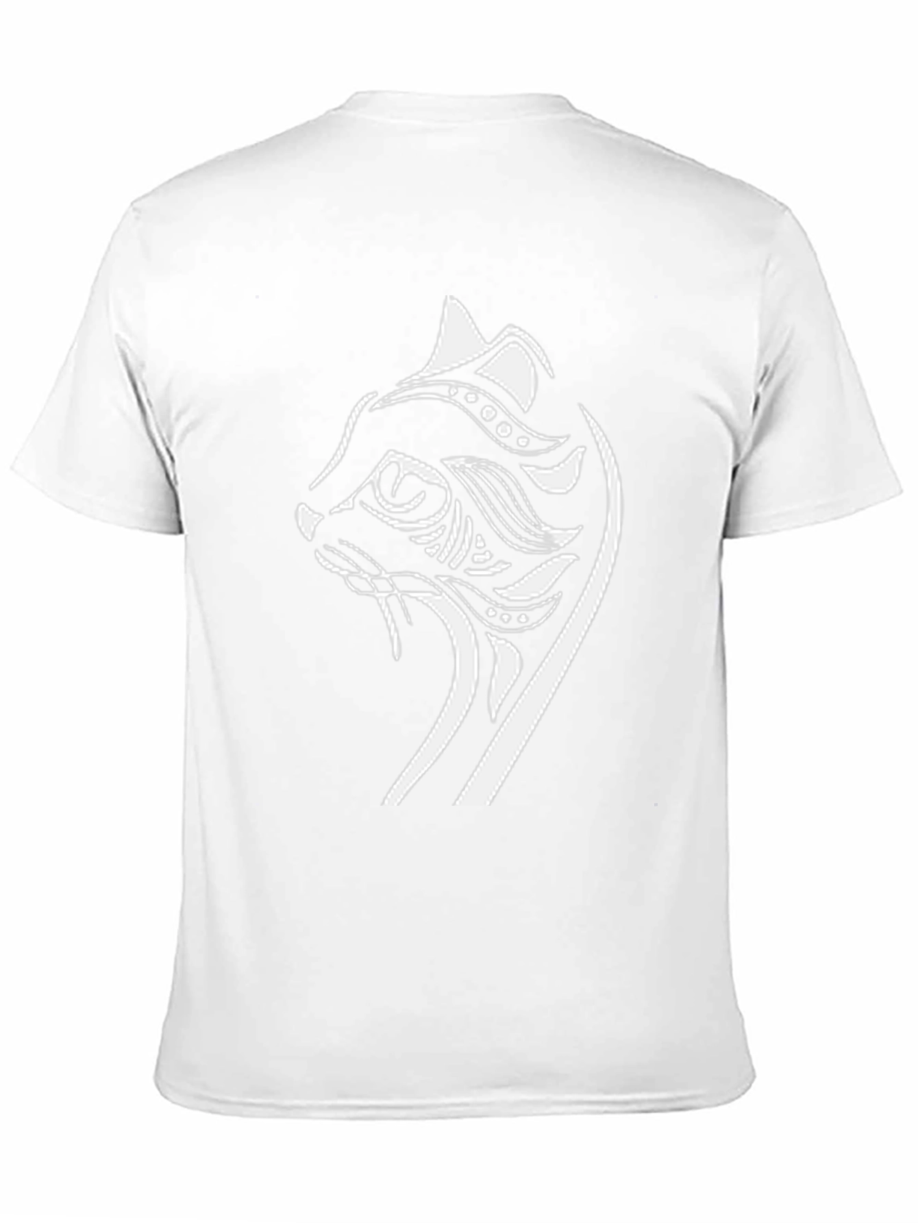 Tribal Cat Graphic T-Shirt - Black