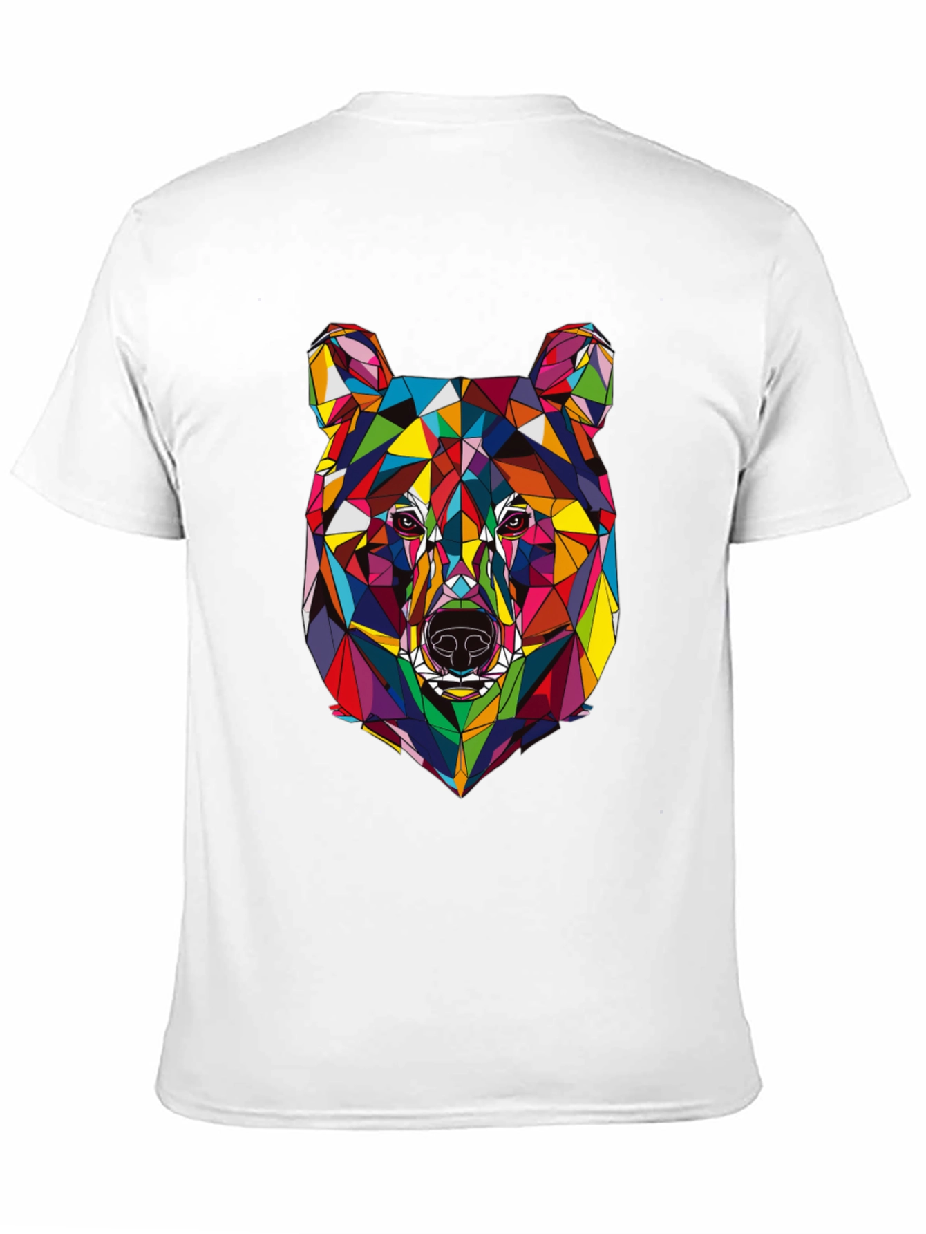 Geometric Bear Graphic Tee - Modern Mens Black T-Shirt