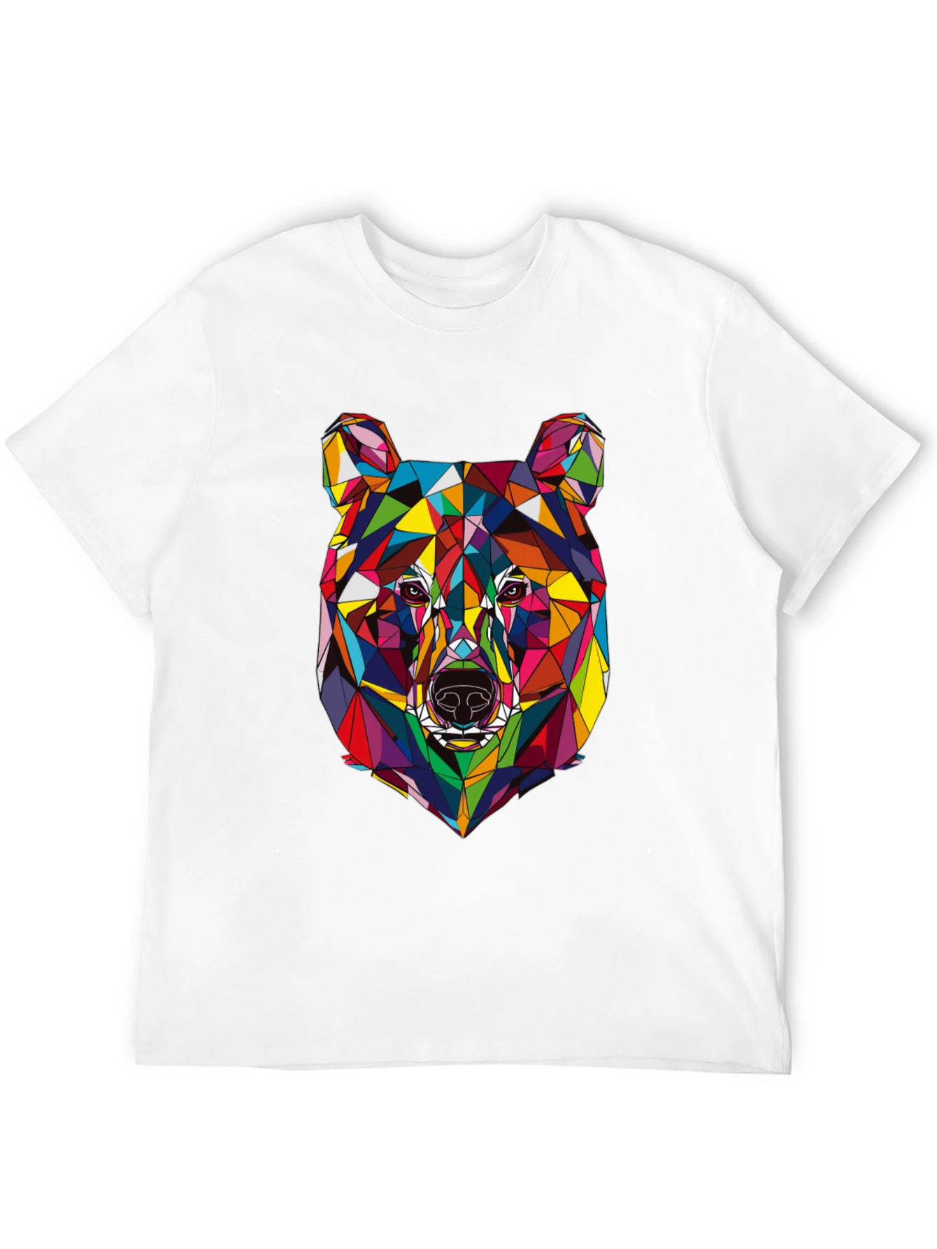 Geometric Bear Graphic Tee - Modern Mens Black T-Shirt