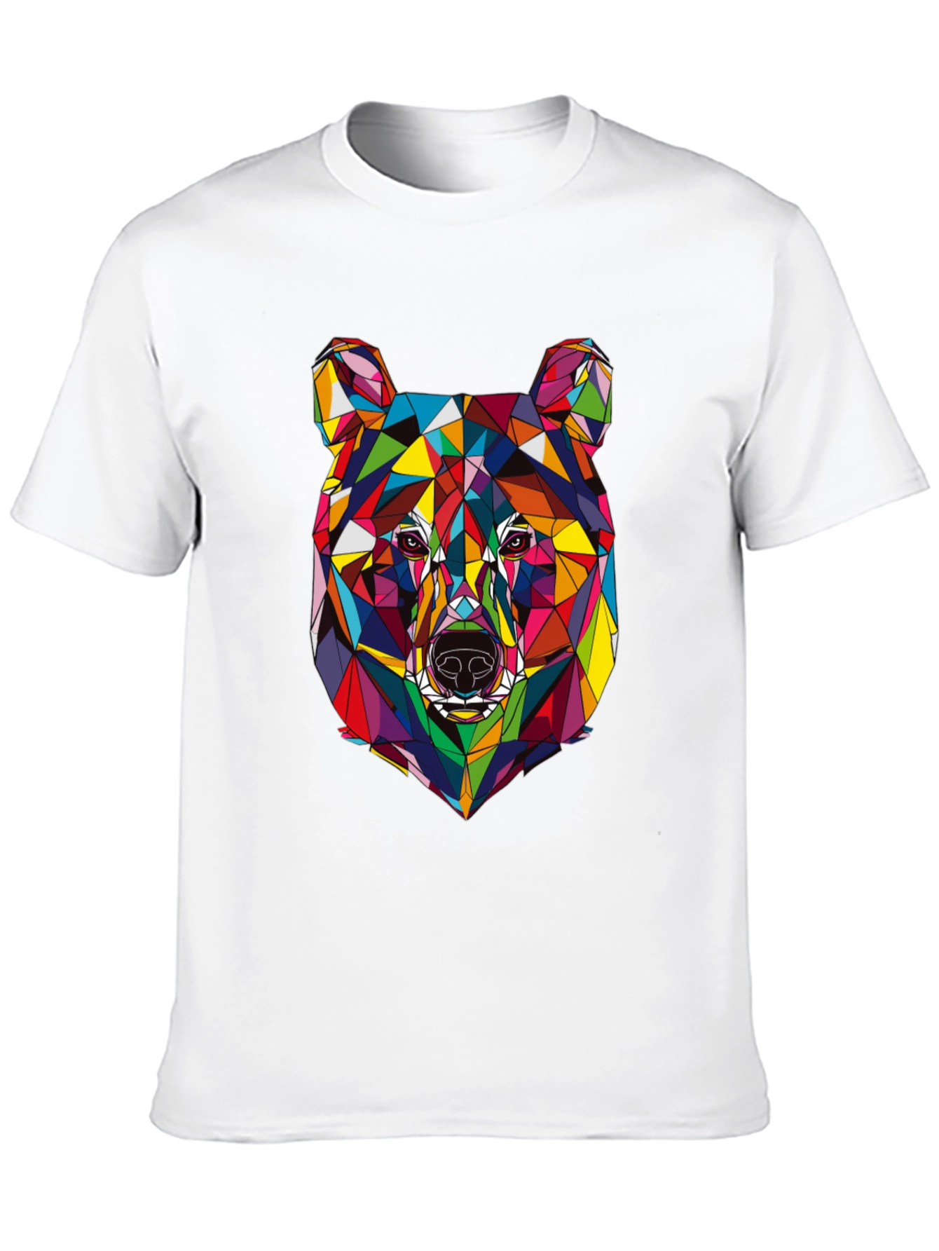 Geometric Bear Graphic Tee - Modern Mens Black T-Shirt