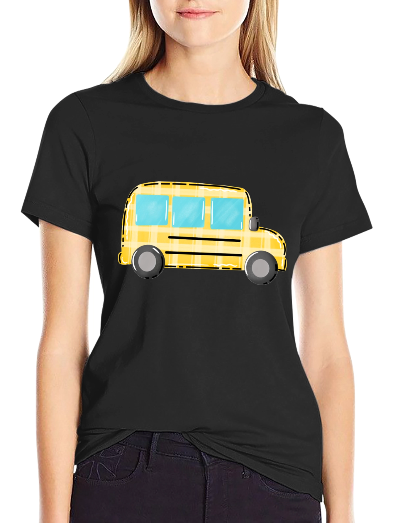 School Bus Graphic Tee - Black Unisex T-Shirt