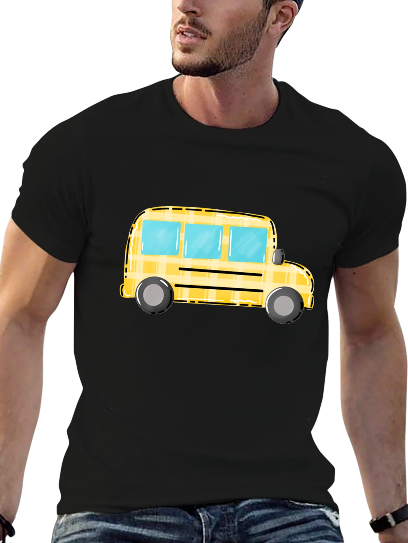 School Bus Graphic Tee - Black Unisex T-Shirt