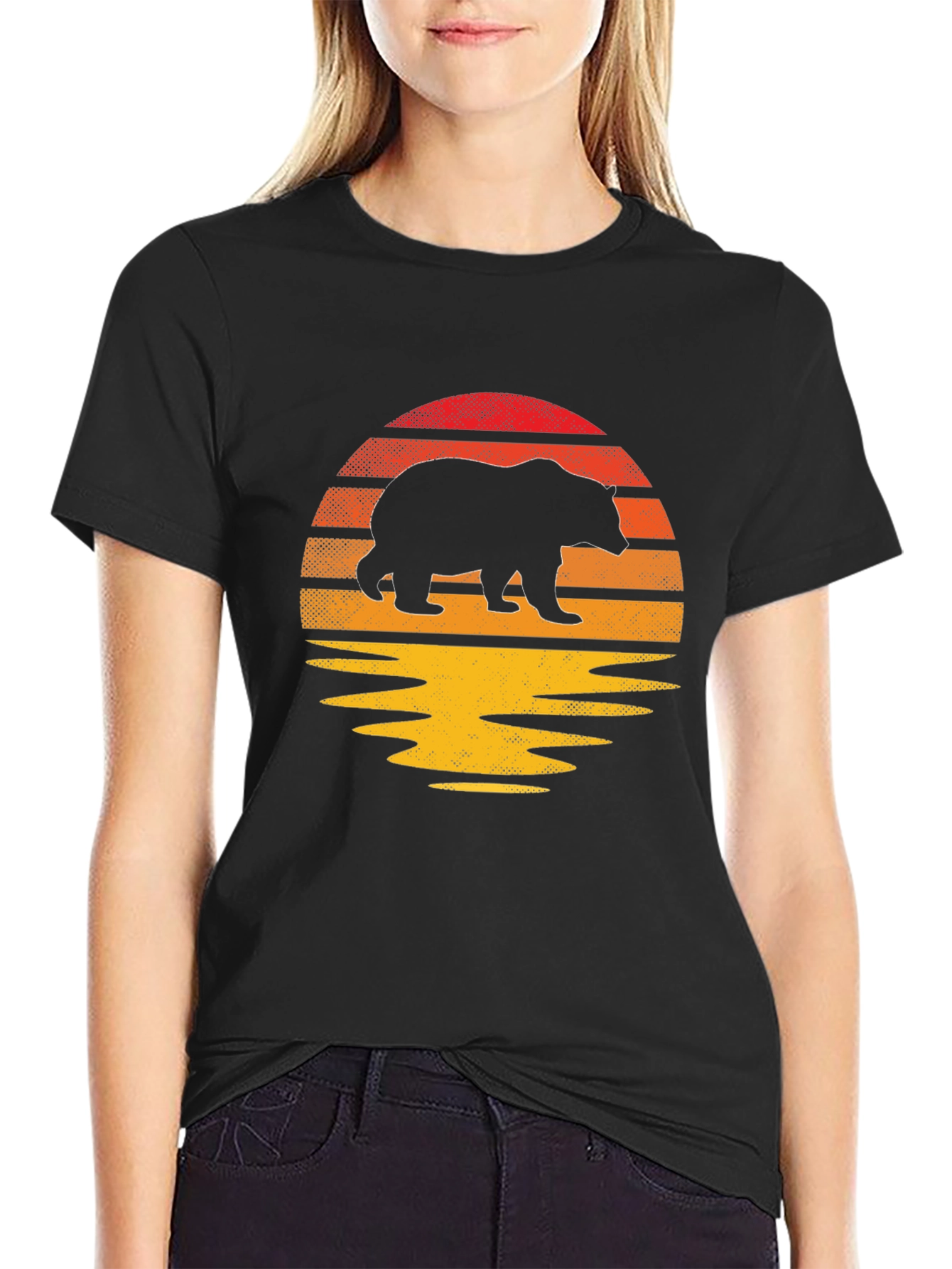 Sunset Bear Graphic Tee - Nature Inspired Mens T-Shirt