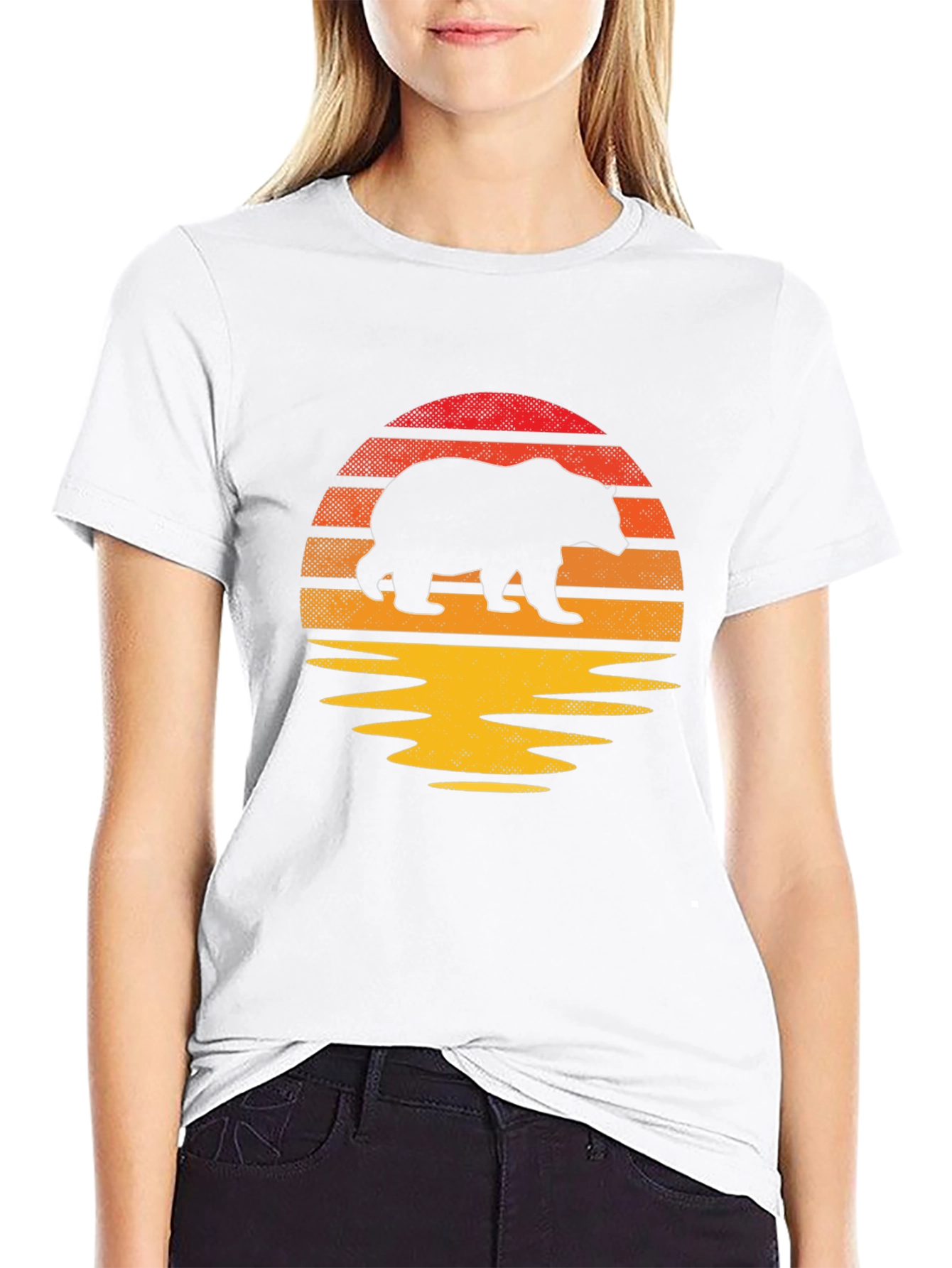 Sunset Bear Graphic Tee - Nature Inspired Mens T-Shirt