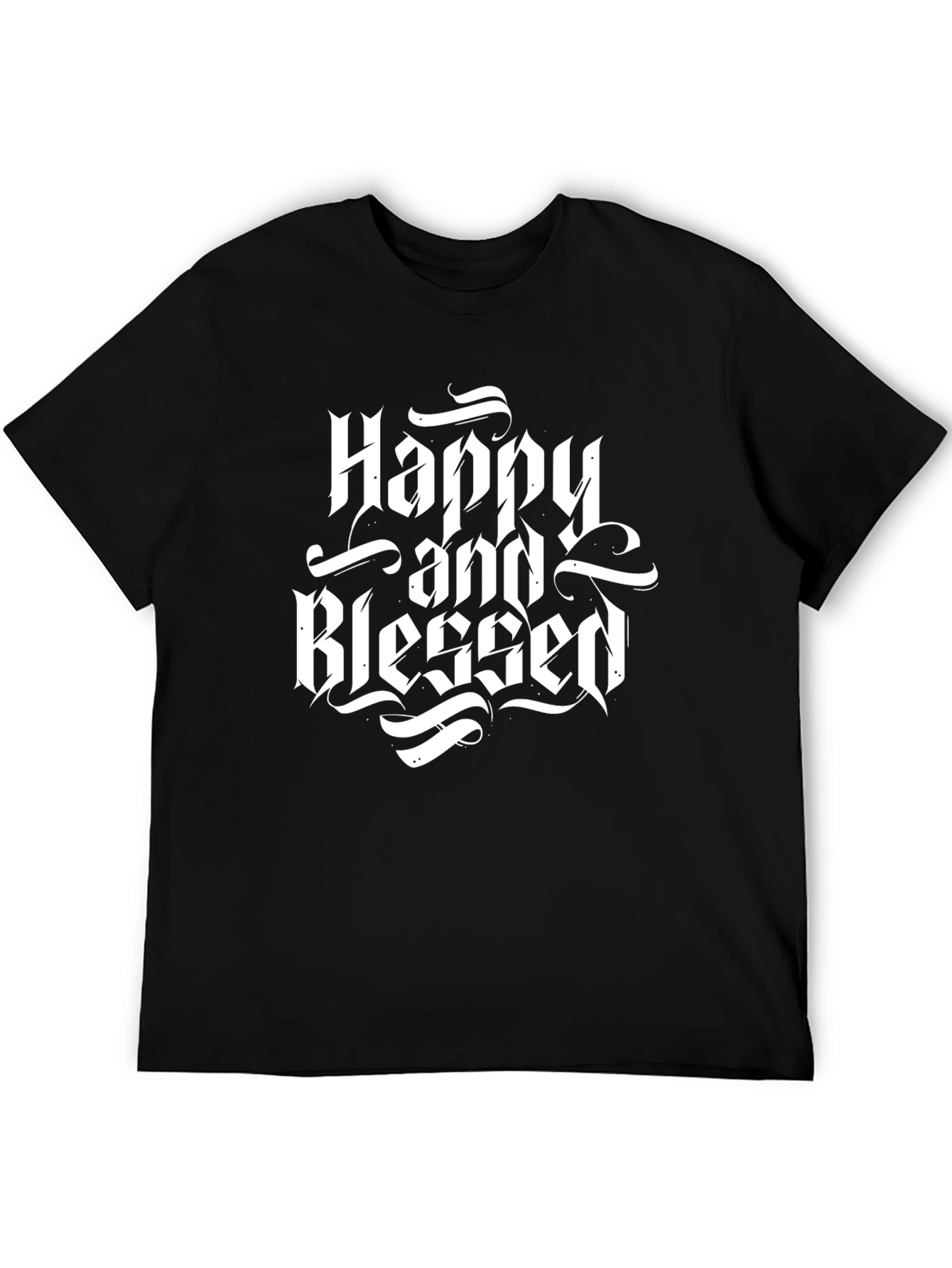 Happy and Blessed Black Graphic Tee