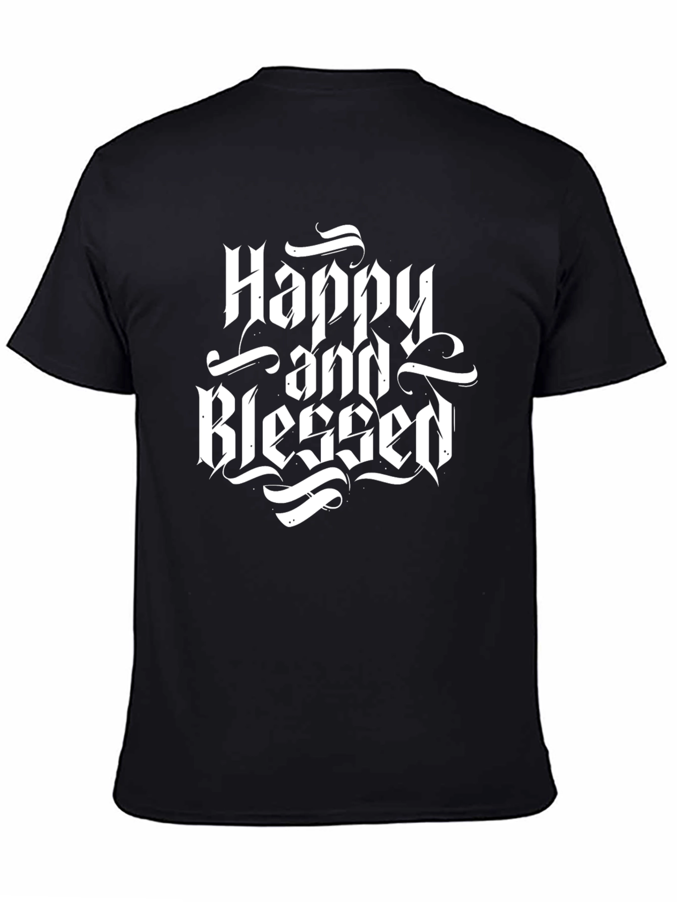 Happy and Blessed Black Graphic Tee