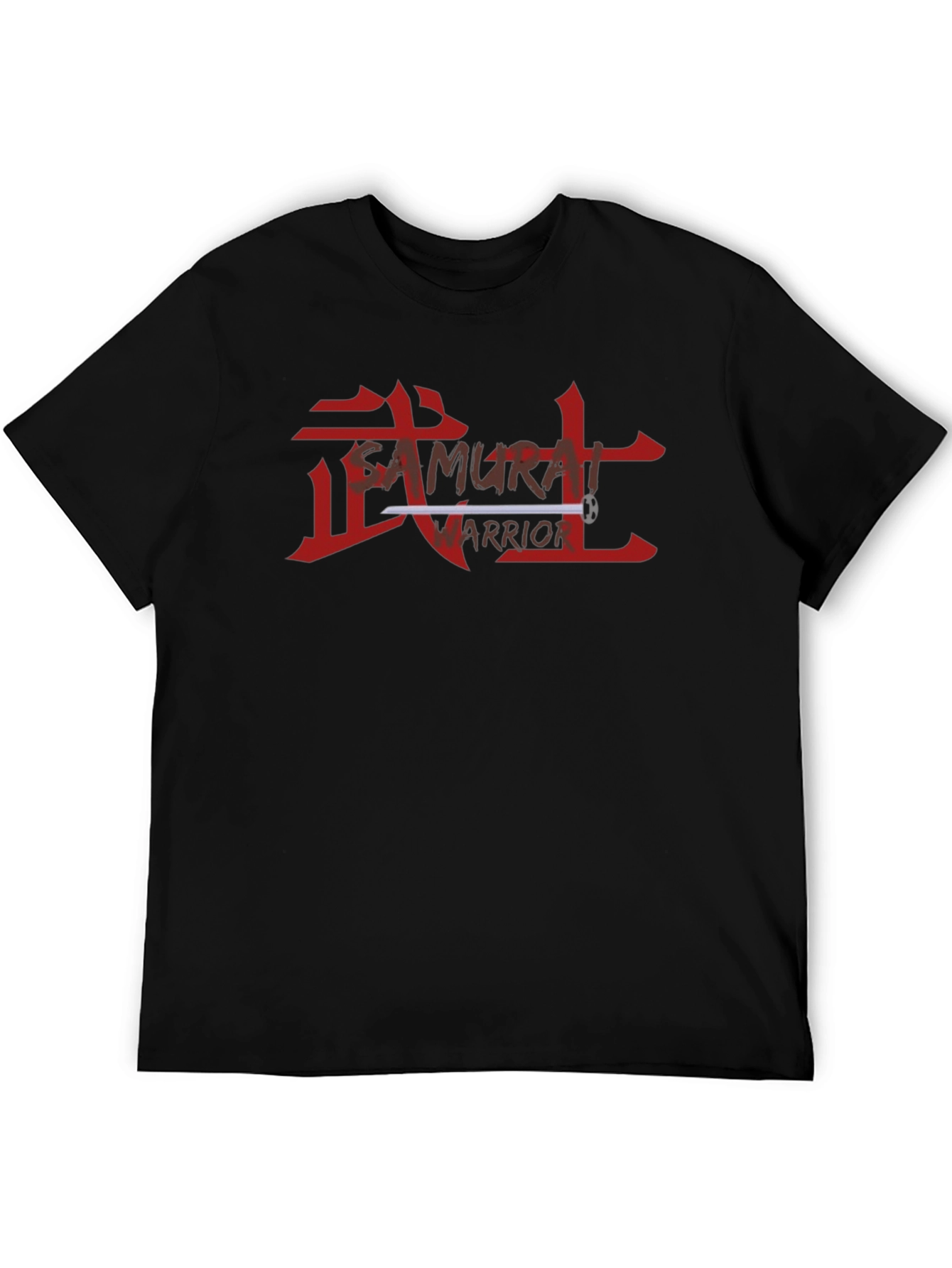 Samurai Warrior Graphic Tee - Black Cotton