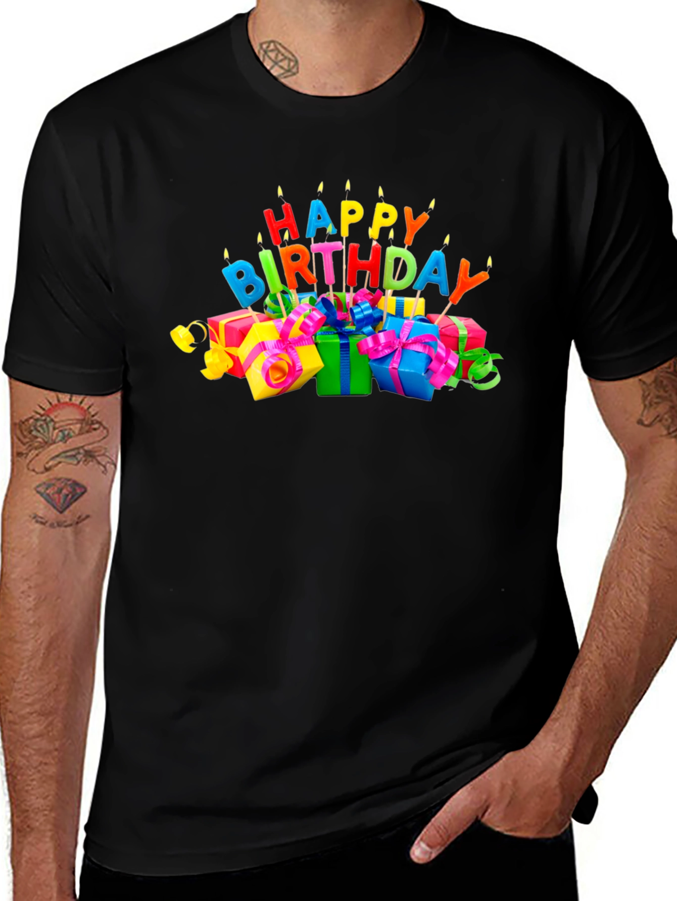 Happy Birthday Graphic Tee - Black