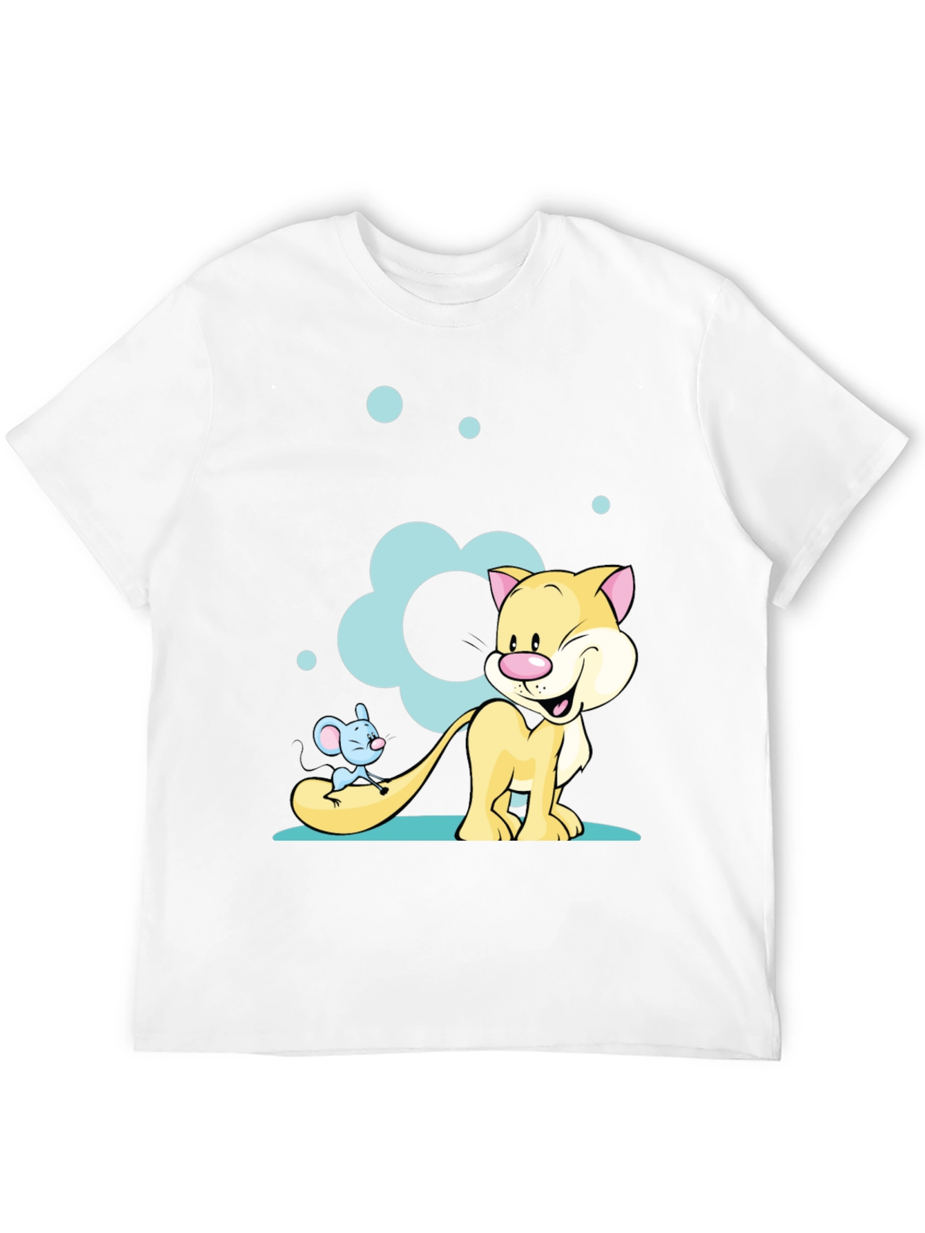 Cartoon Cat & Mouse Graphic T-Shirt