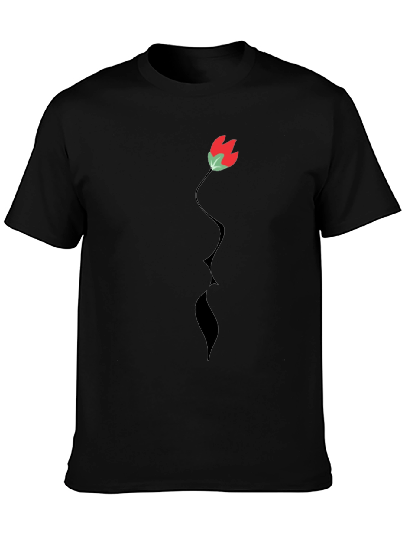 Floral Silhouette Tee - Modern Black T-Shirt