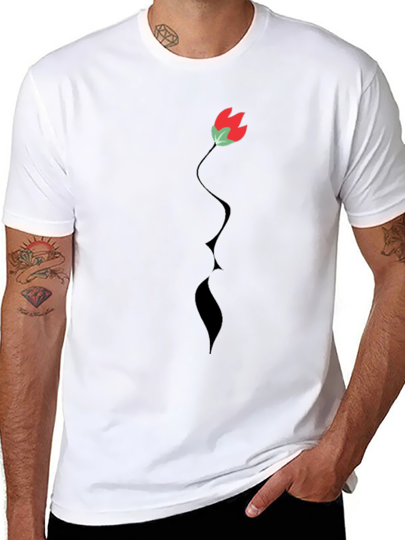 Floral Silhouette Tee - Modern Black T-Shirt